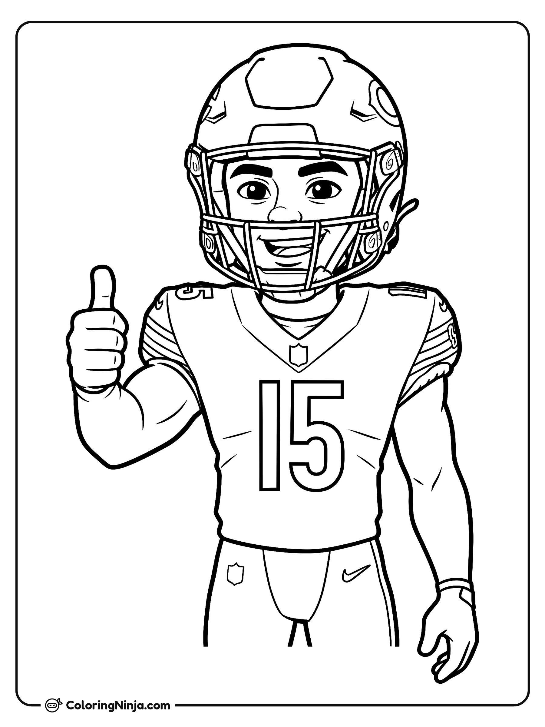 Personaje de caricatura de Rome Odunze: dibujo para colorear
