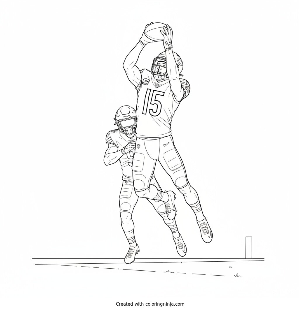 Rome Odunze High Flying Catch Coloring Page