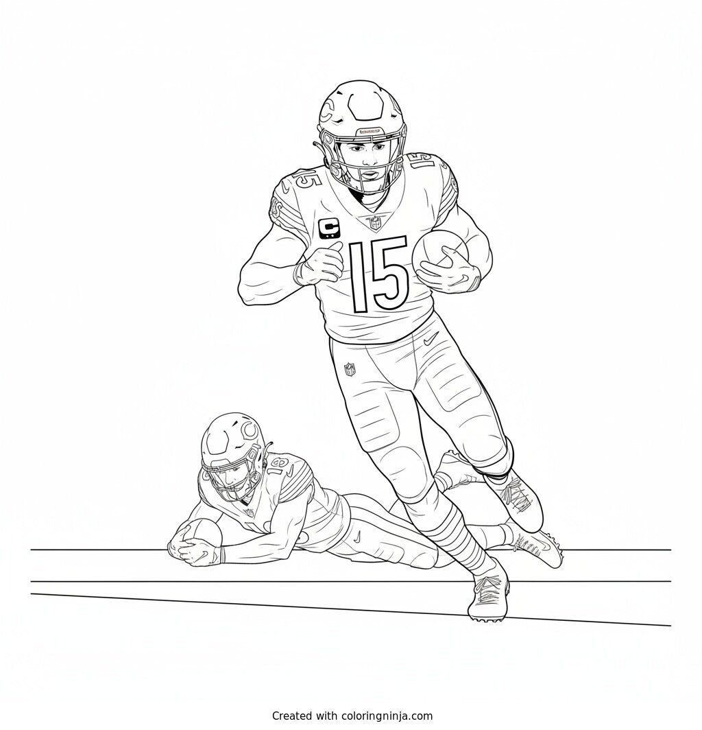 Rome Odunze Sideline Sprint Coloring Page