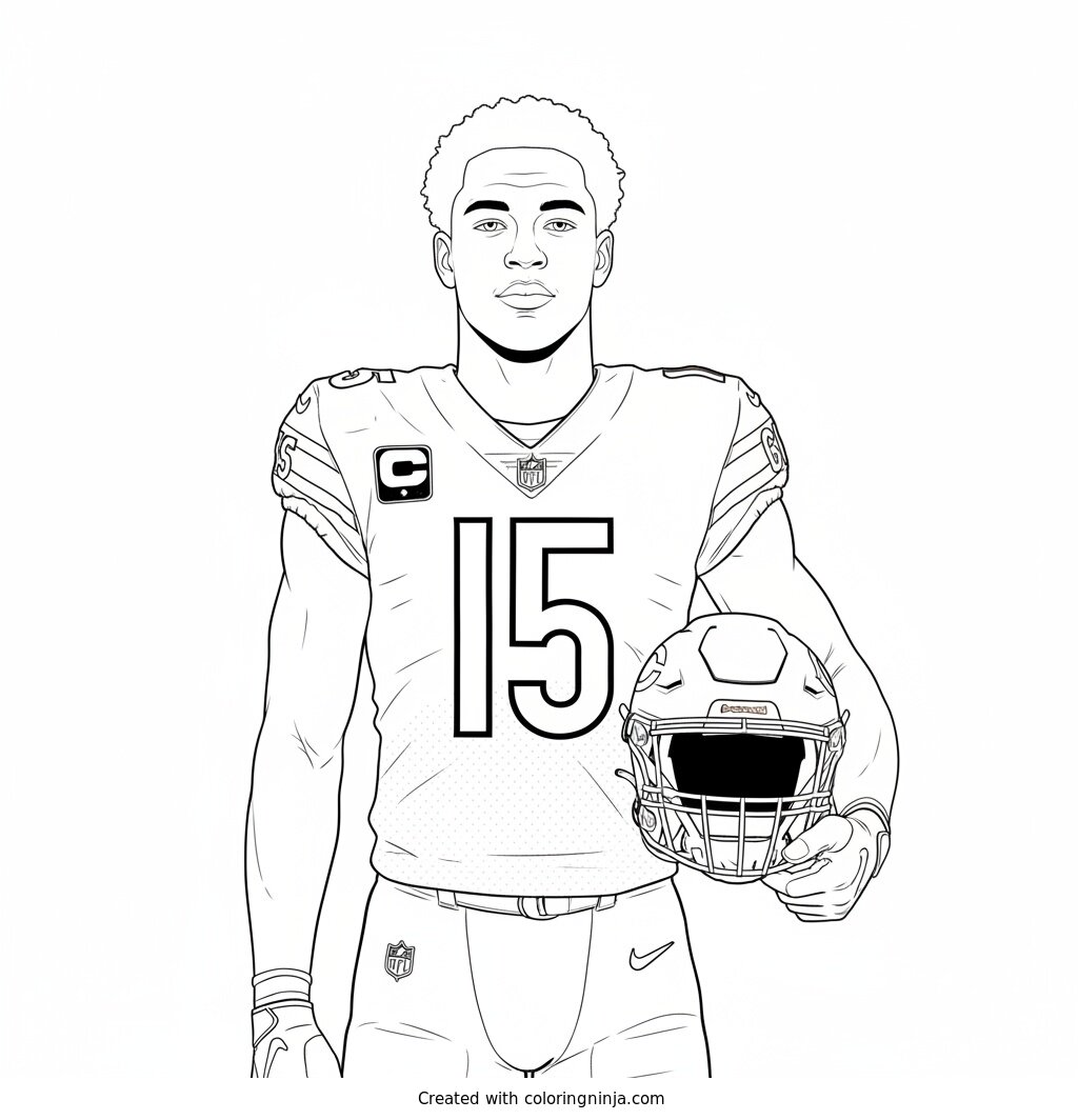 Rome Odunze Helmet Portrait Coloring Page