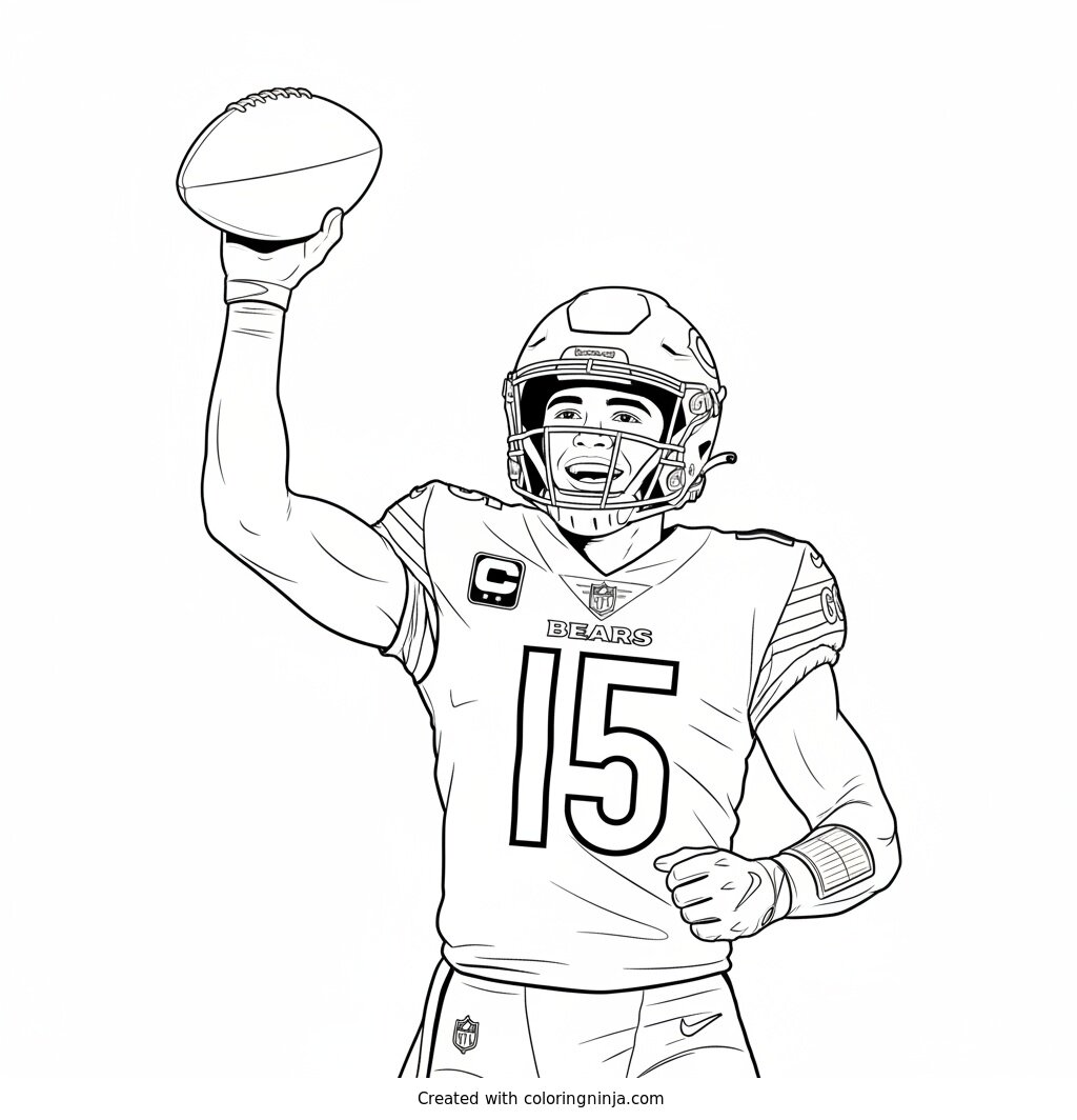 Rome Odunze Touchdown Pose Coloring Page