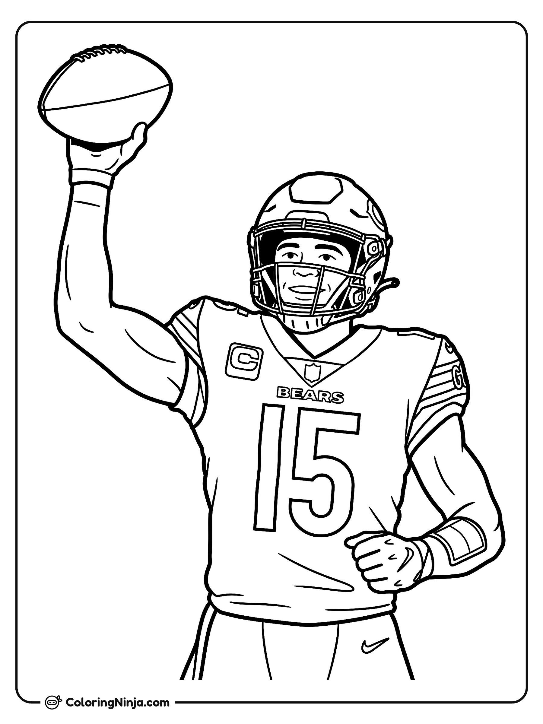 Rome Odunze festejando un touchdown: dibujo para colorear