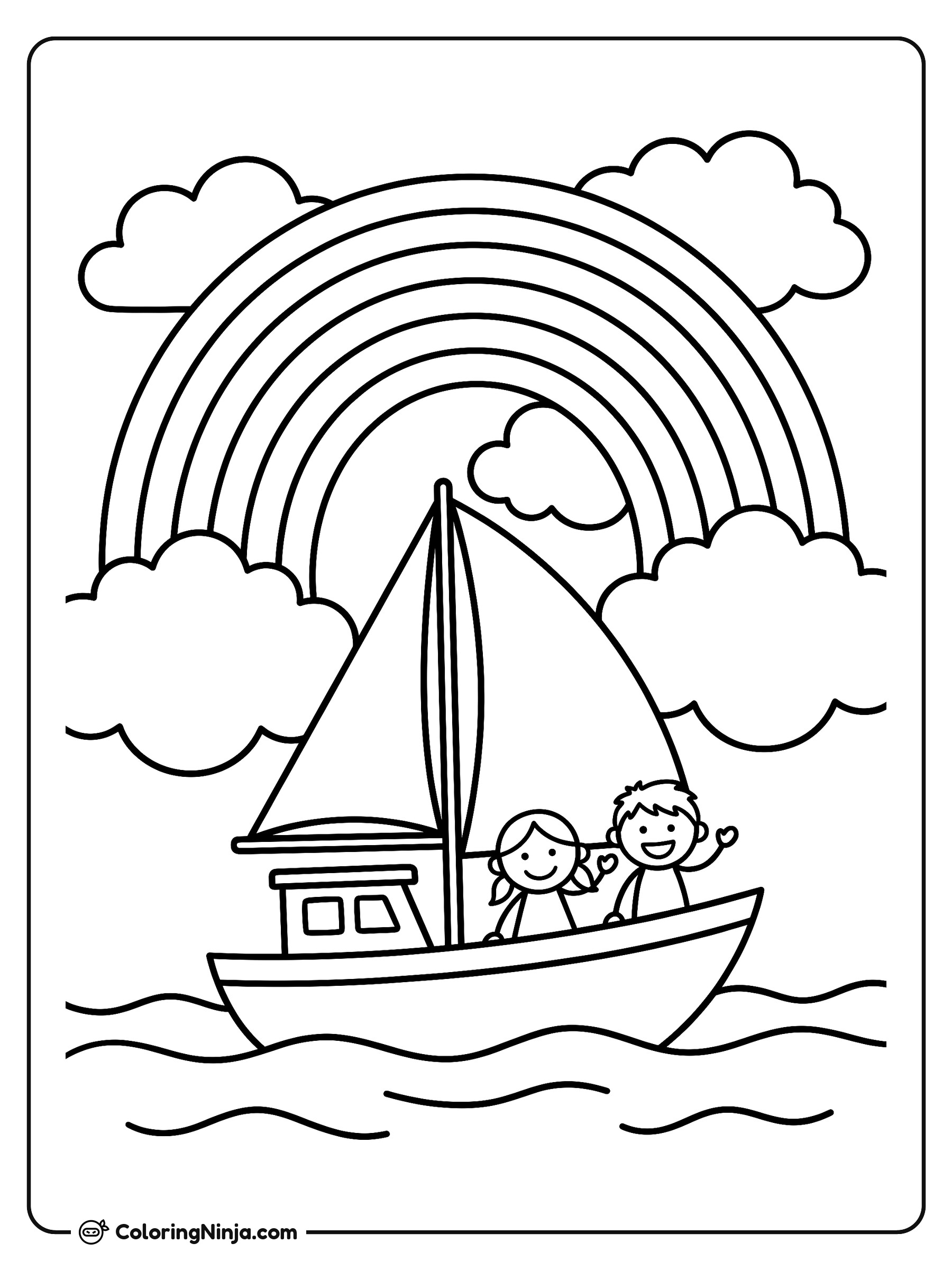 Ocean Sailing Under The Arch Coloring Page