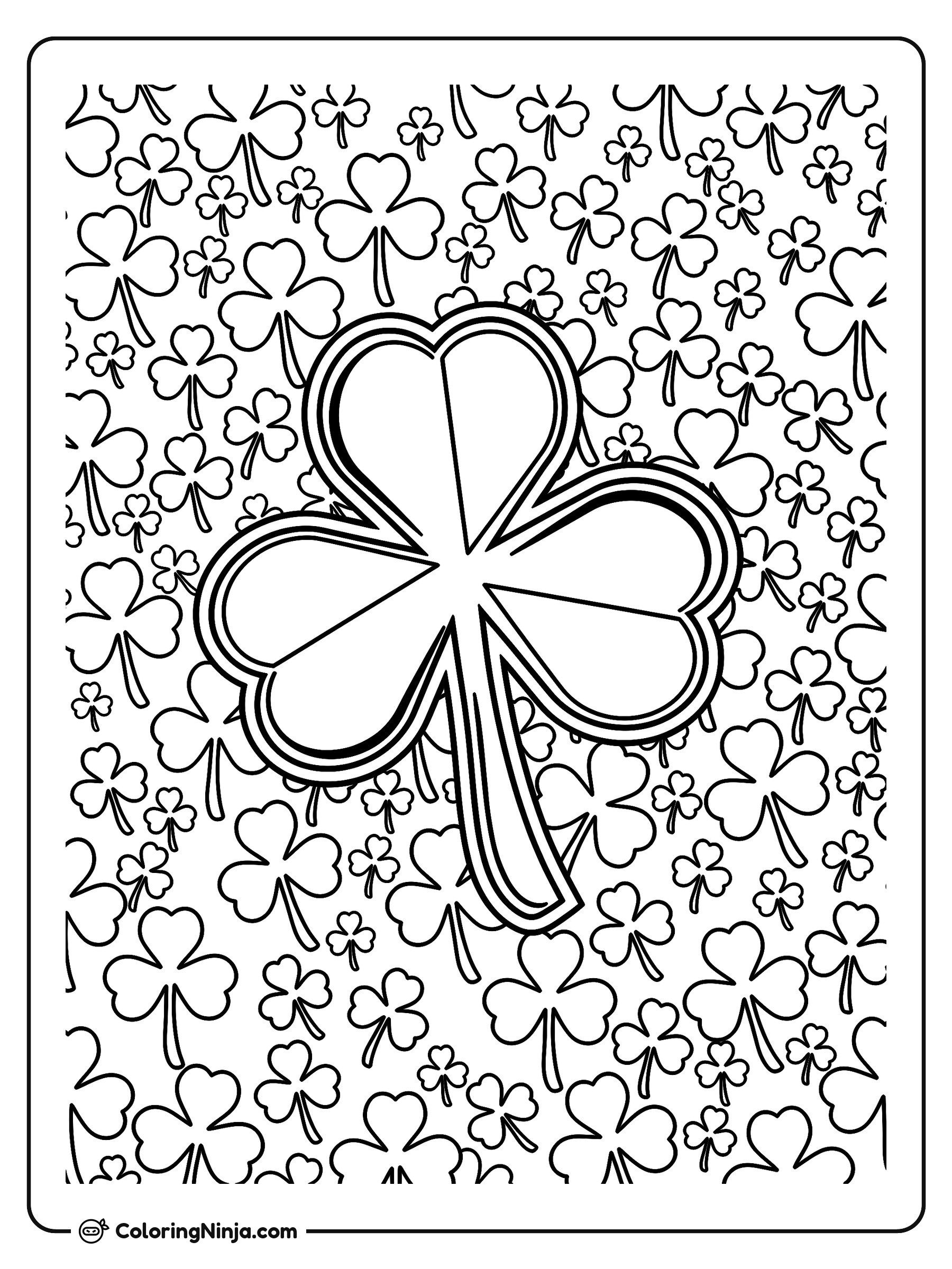 Trébol grande del Día de San Patricio: dibujo para colorear