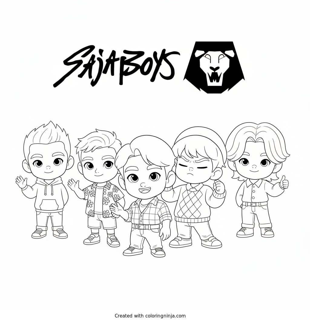 Coloring page of saja boys