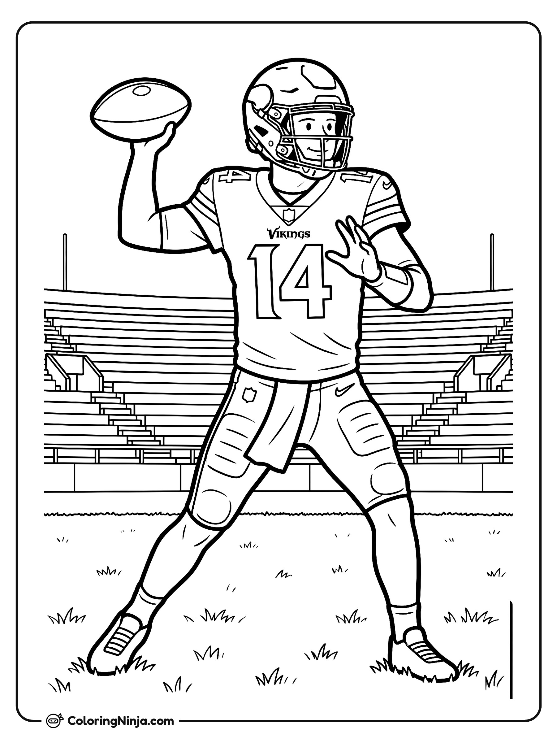 Sam Darnold Throws A Pass Coloring Page