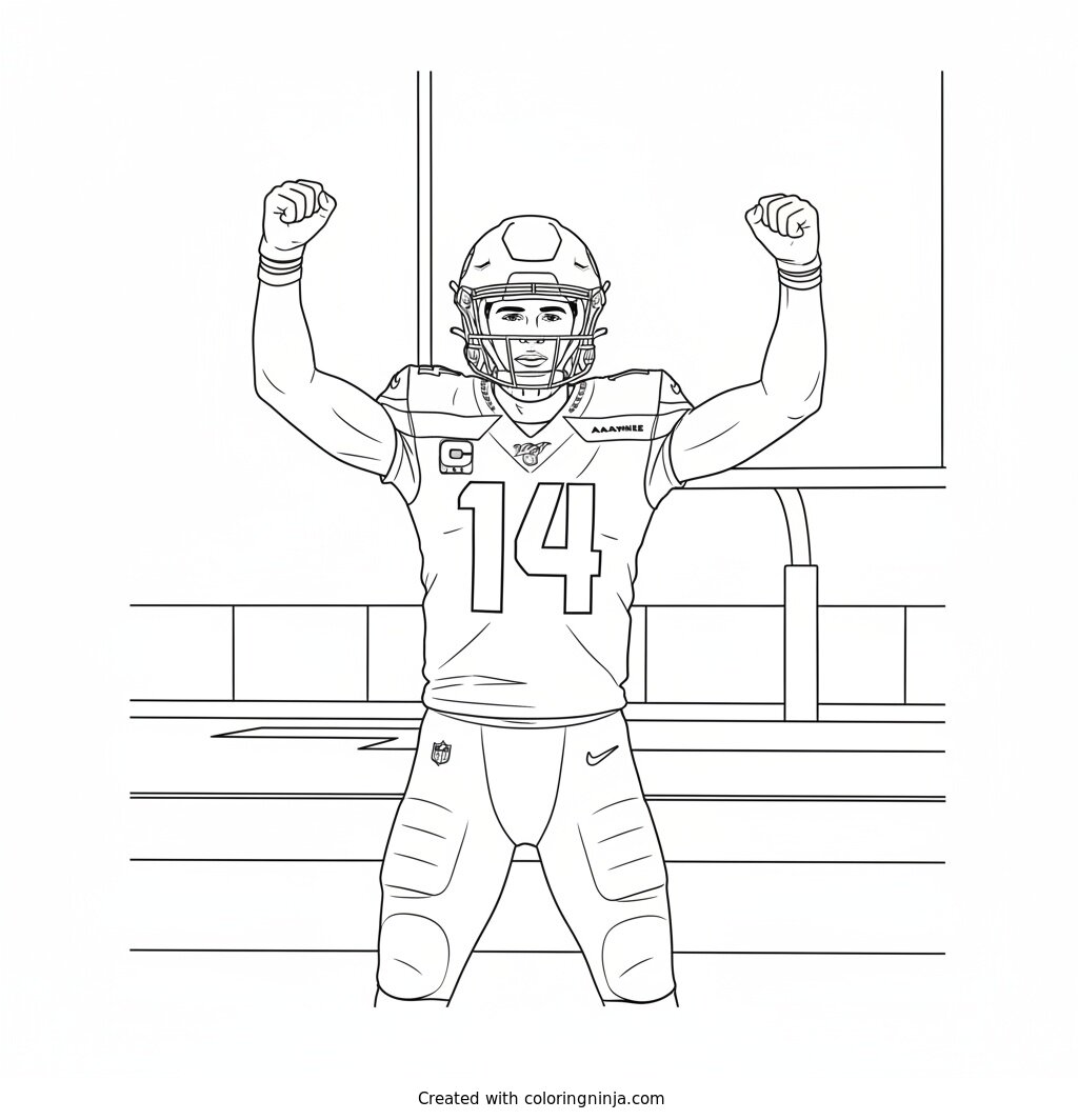 Sam Darnold Celebrates A Touchdown Coloring Page