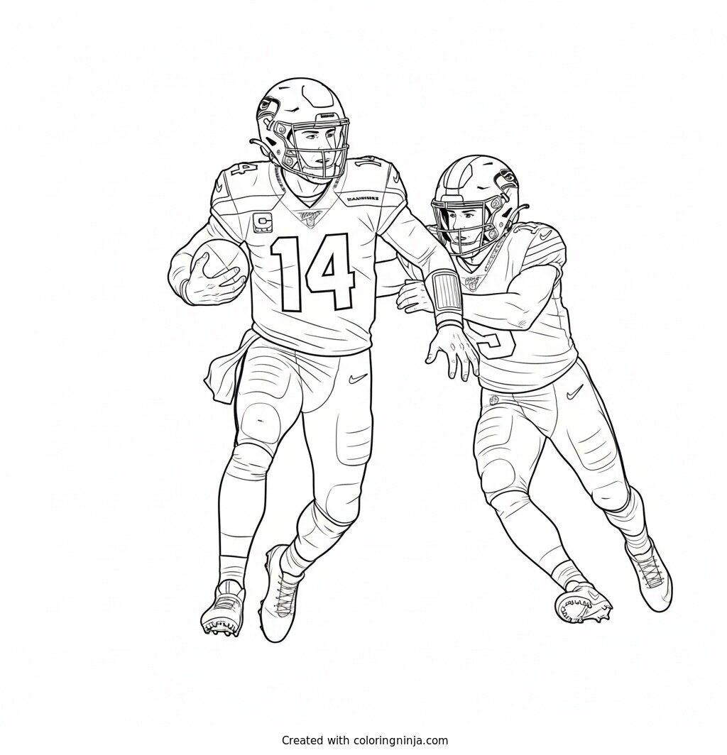 Sam Darnold On The Run Coloring Page