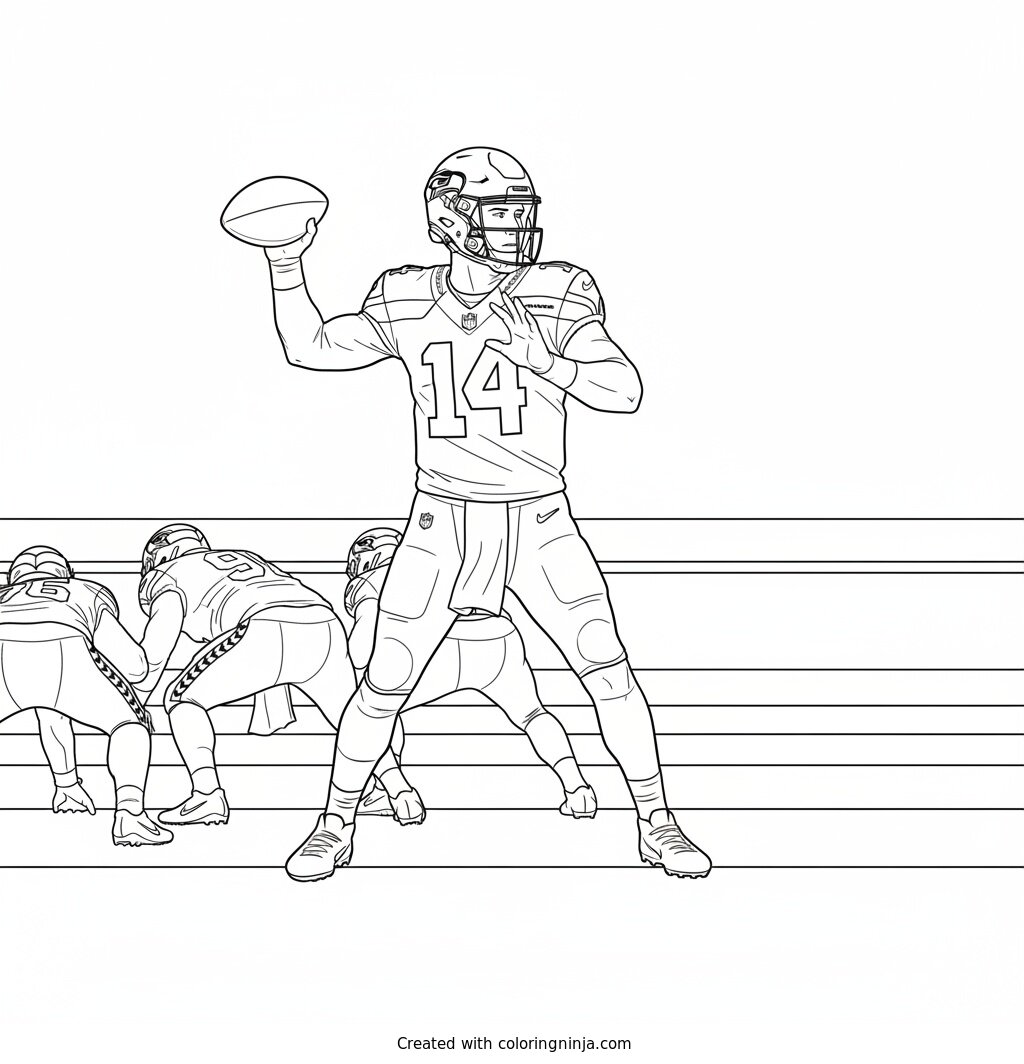 Sam Darnold Drops Back Coloring Page