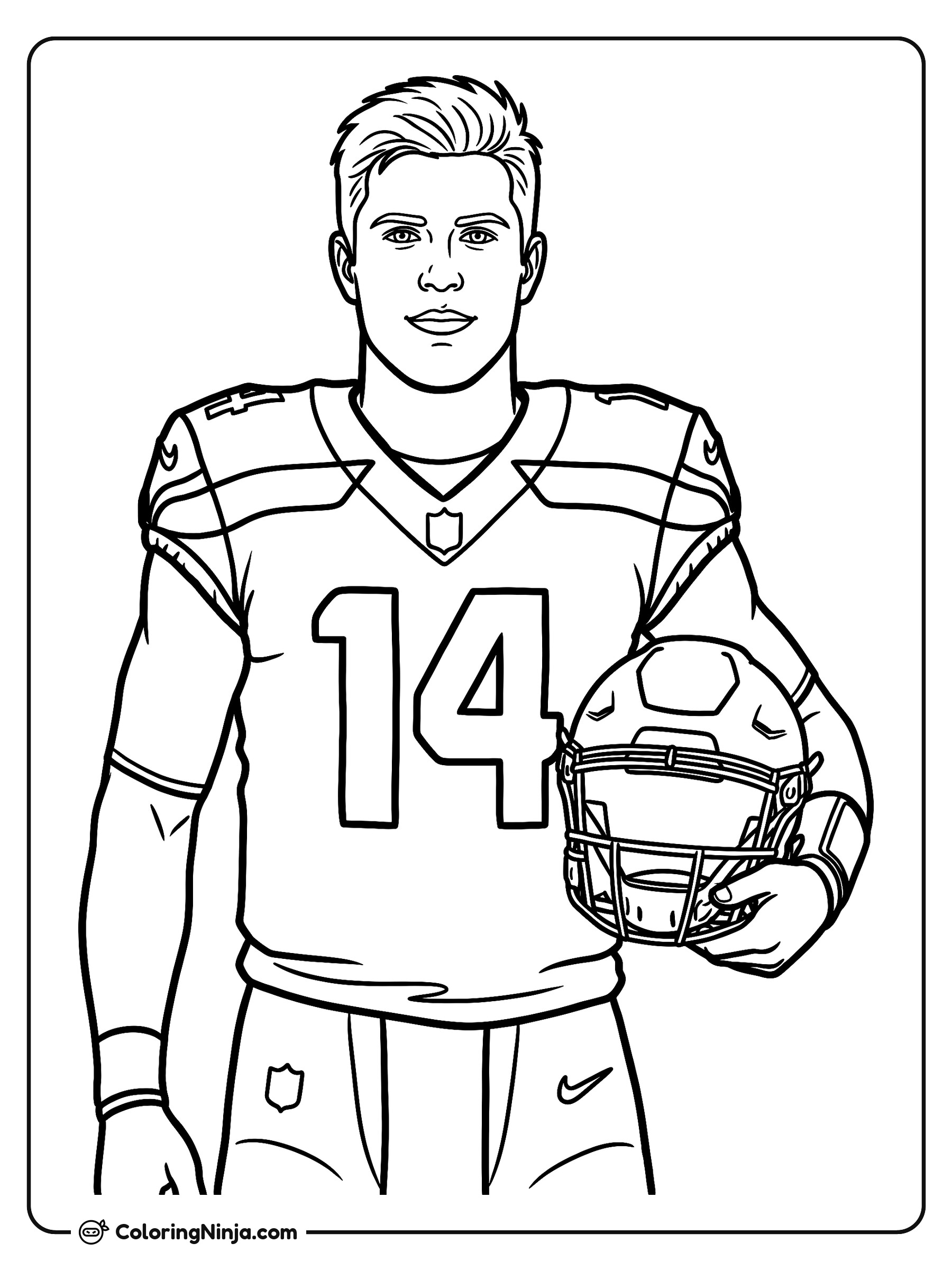 Retrato de Sam Darnold en la banca: dibujo para colorear