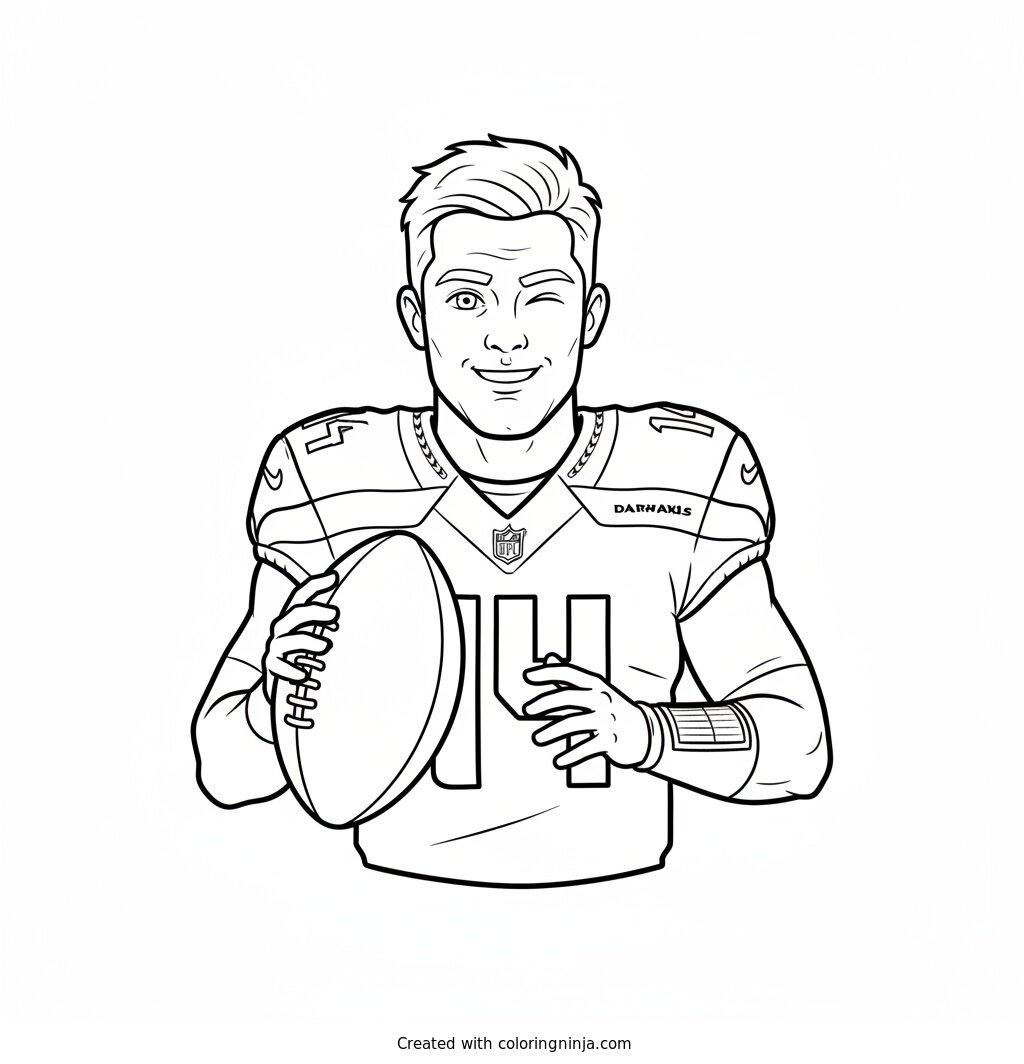 Sam Darnold Cartoon Quarterback Coloring Page