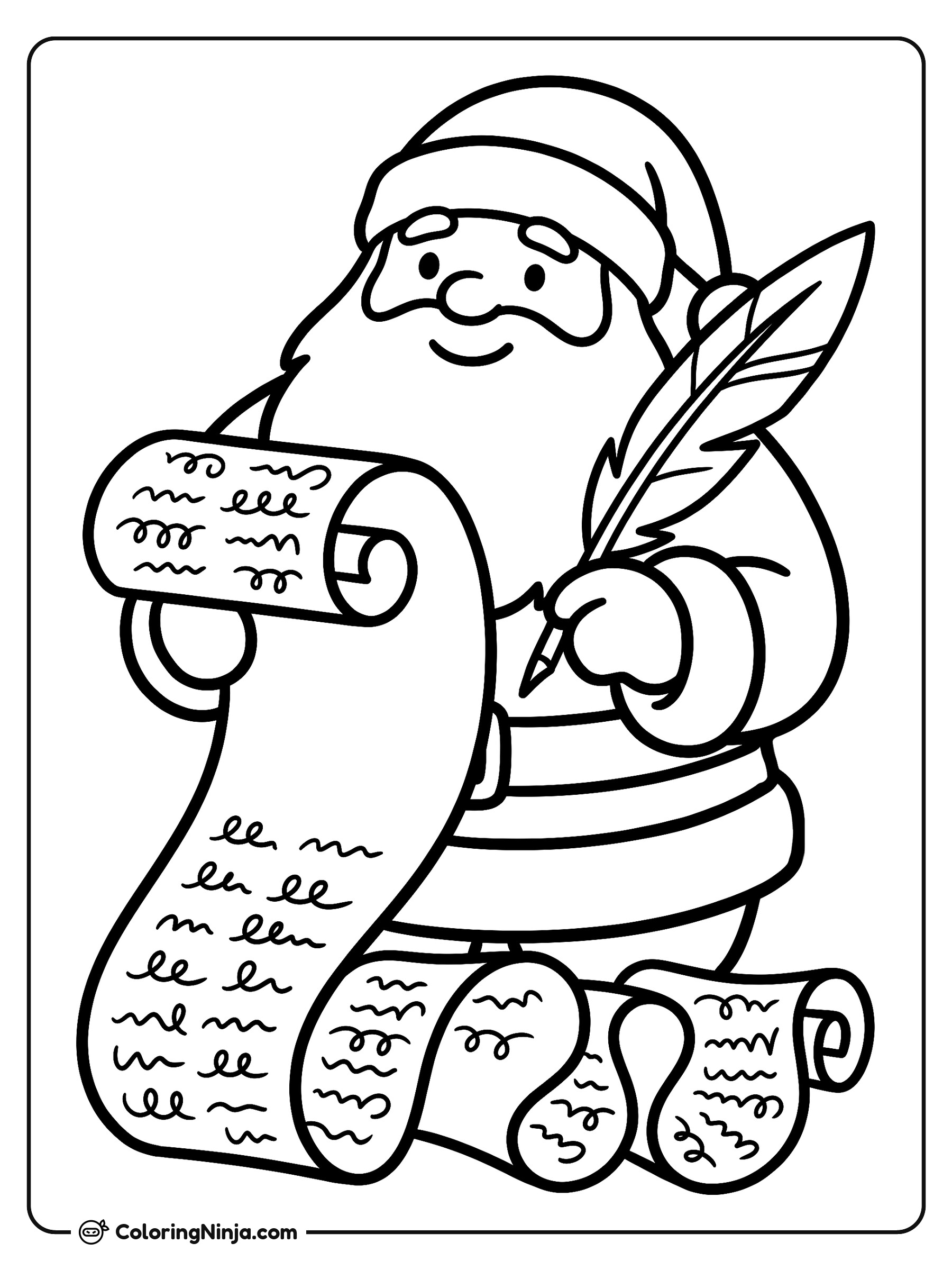 Santa Claus Revisando la Lista: dibujo para colorear