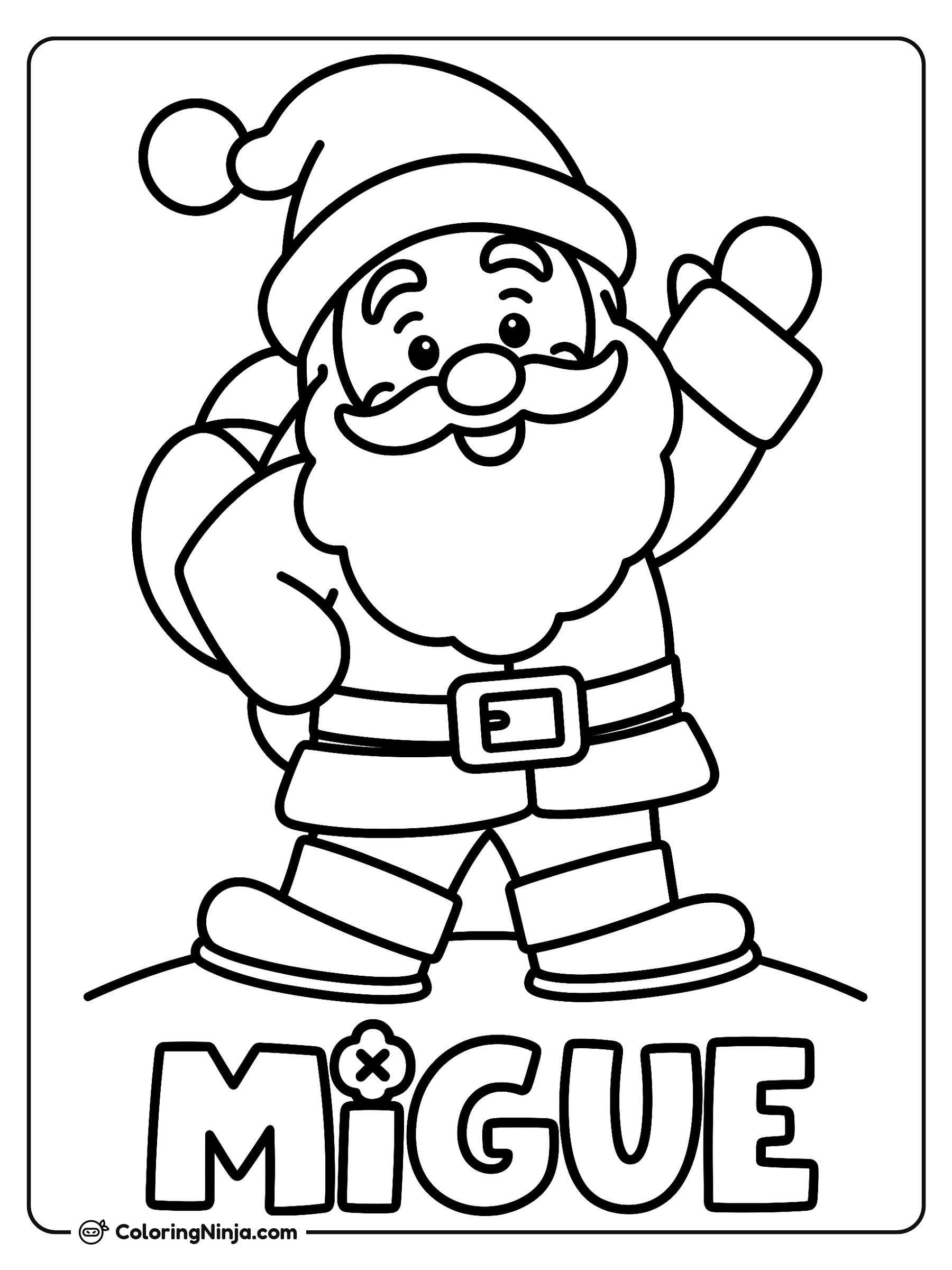 Santa Claus saludando con la mano: dibujo para colorear