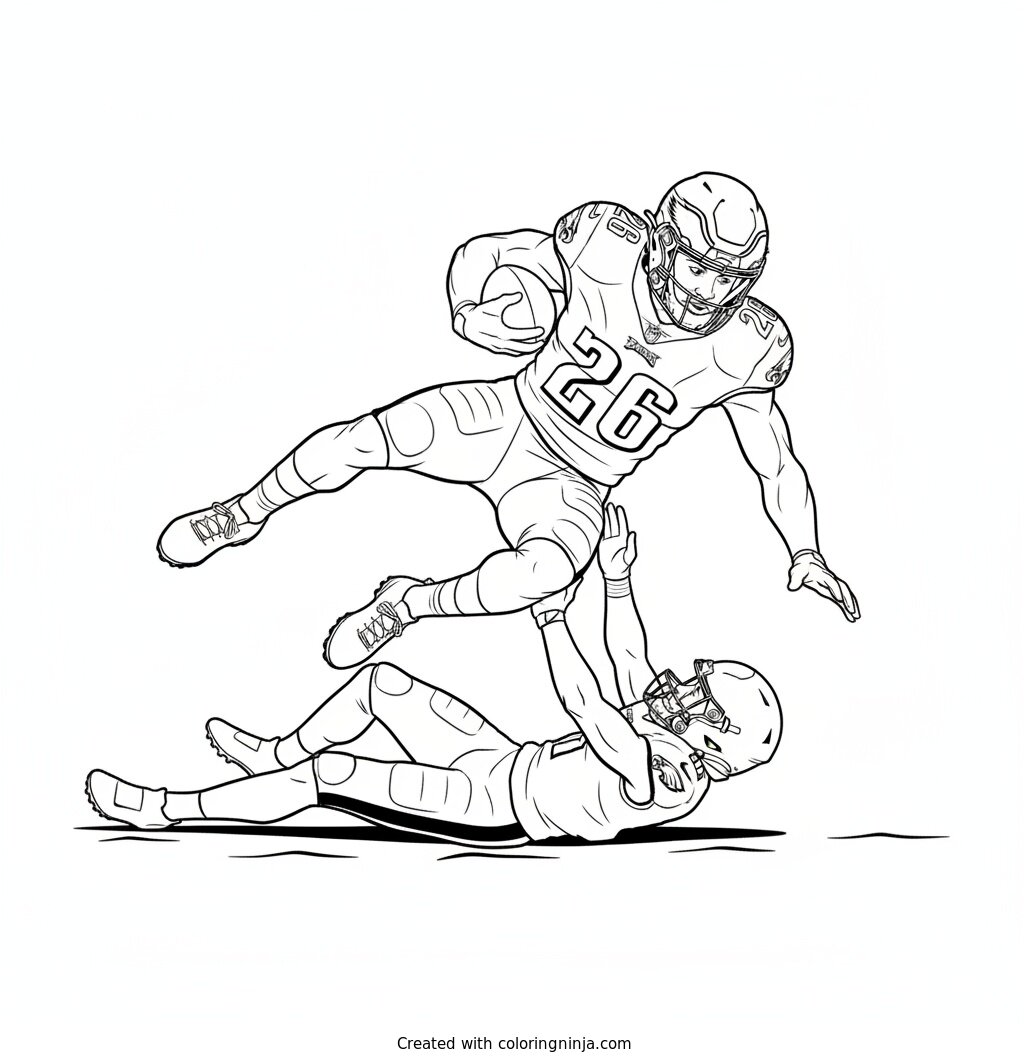 Saquon Barkley Reverse Hurdle Jump Coloring Page