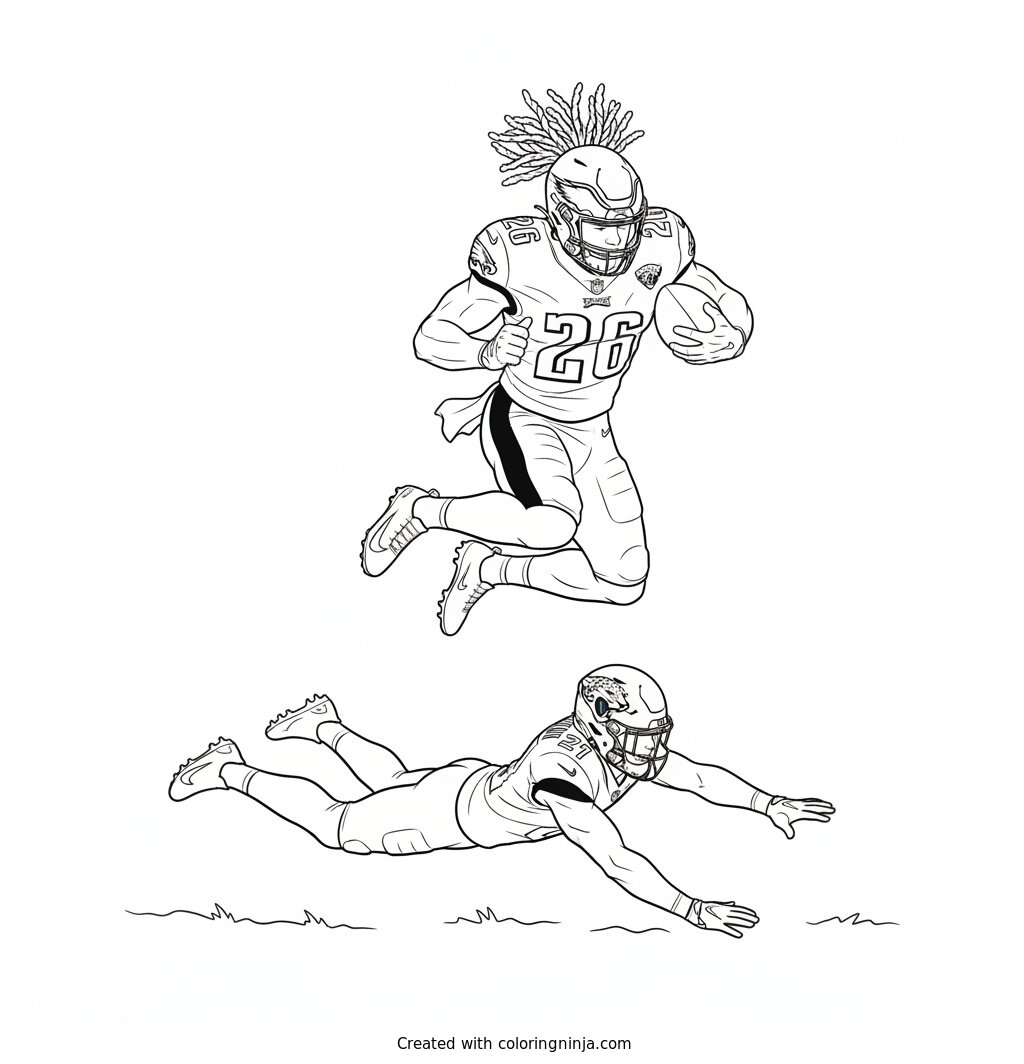 Saquon Barkley Reverse Hurdle Leap Coloring Page