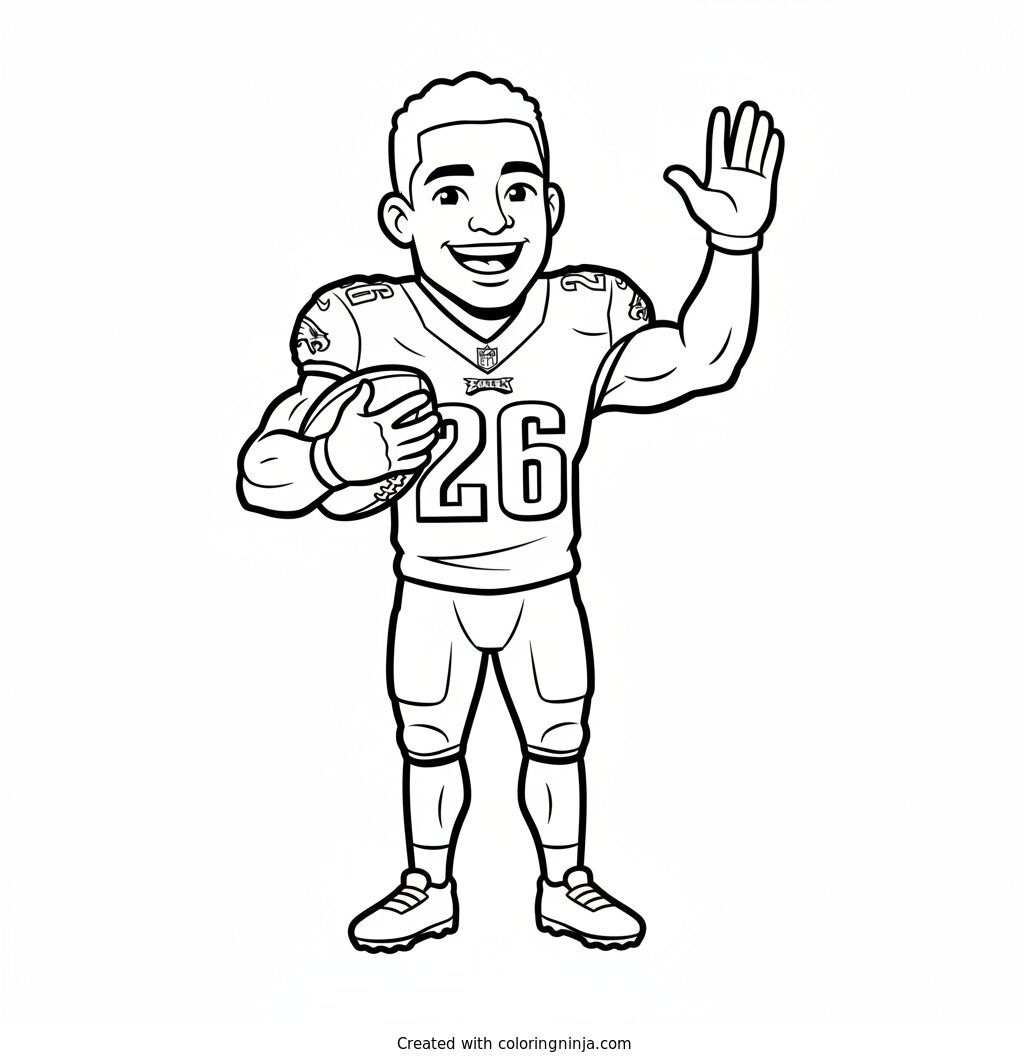 Saquon Barkley Friendly Cartoon Portrait Coloring Page