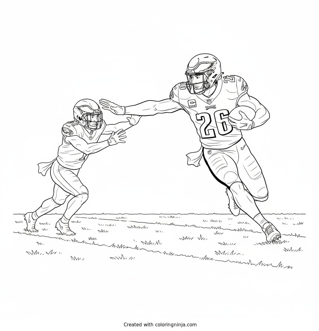 Saquon Barkley Sideline Power Run Coloring Page
