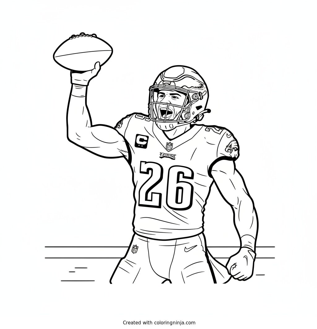 Saquon Barkley Endzone Touchdown Pose Coloring Page
