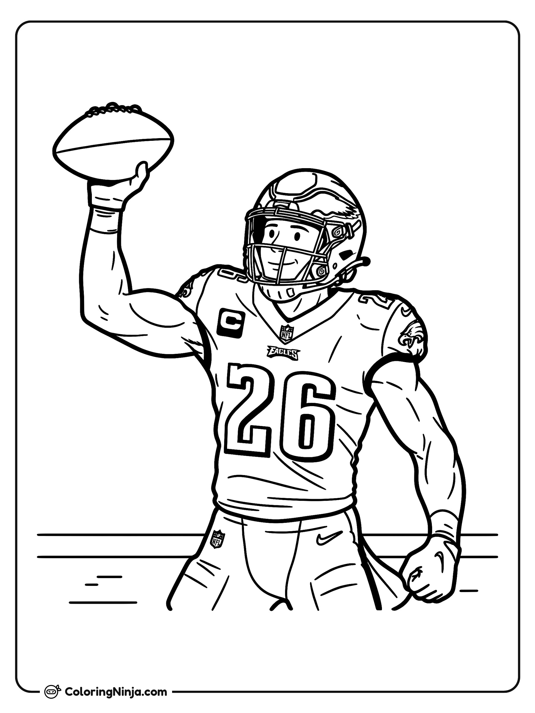Saquon Barkley celebrando un touchdown: dibujo para colorear