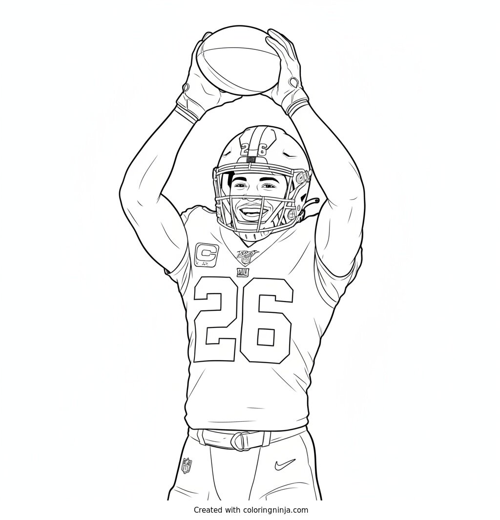 Saquon Barkley High-Five Touchdown Celebration Coloring Page