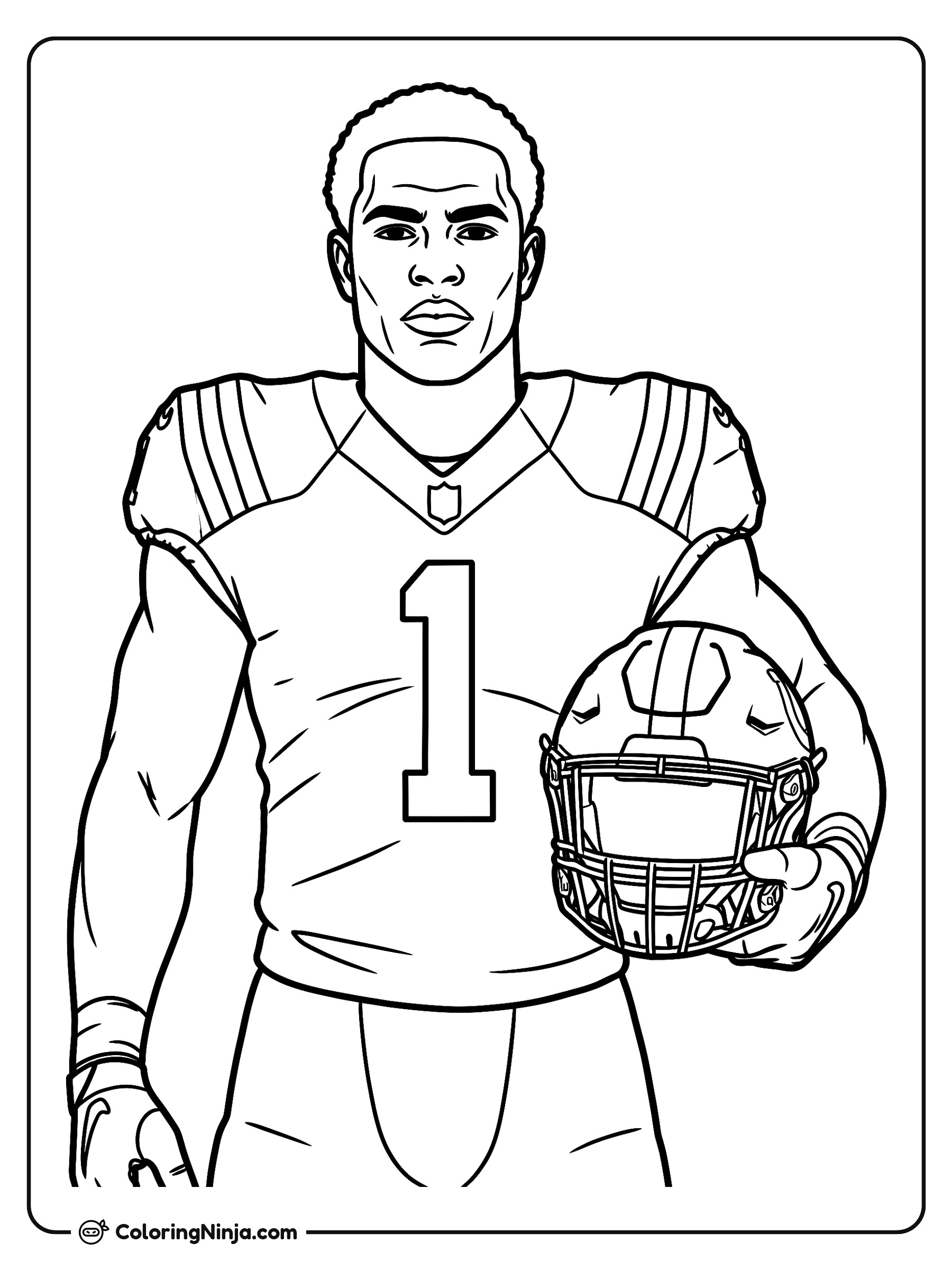 Retrato de Sauce Gardner con casco: dibujo para colorear