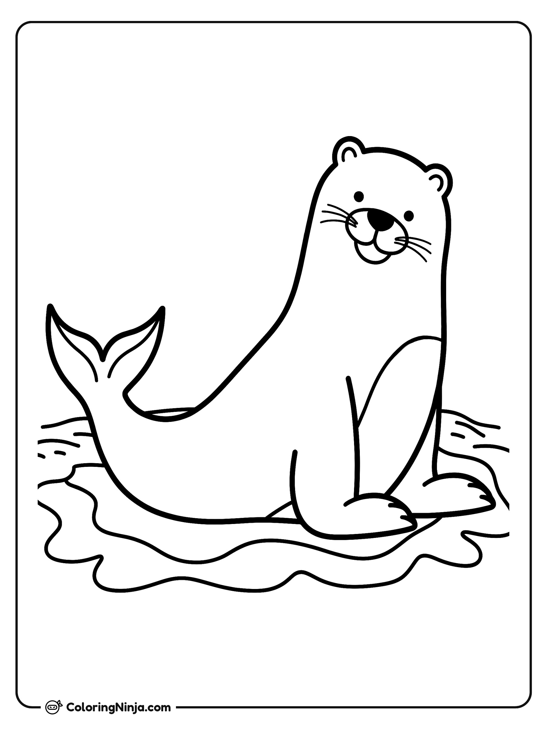 León marino en el océano: dibujo para colorear