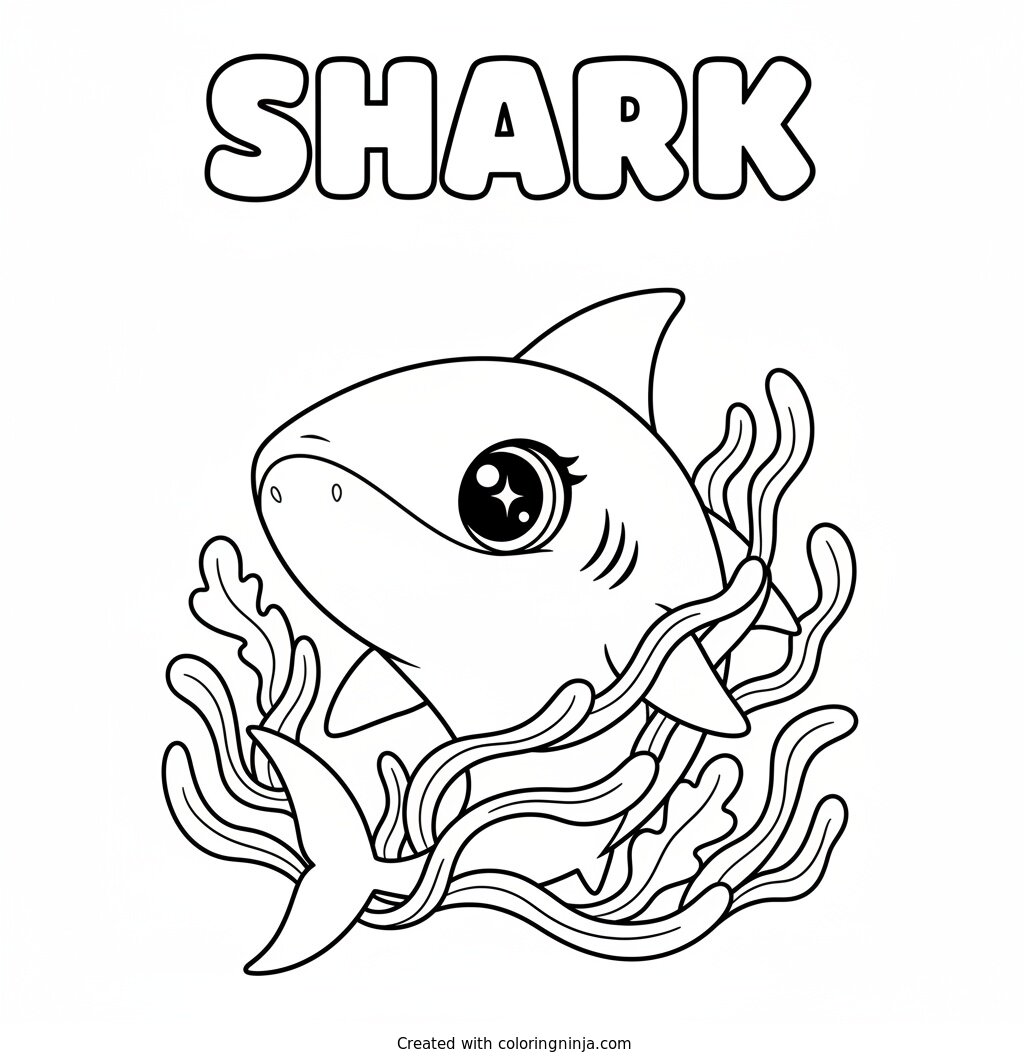 A Shark with Big Eyes Coloring Page