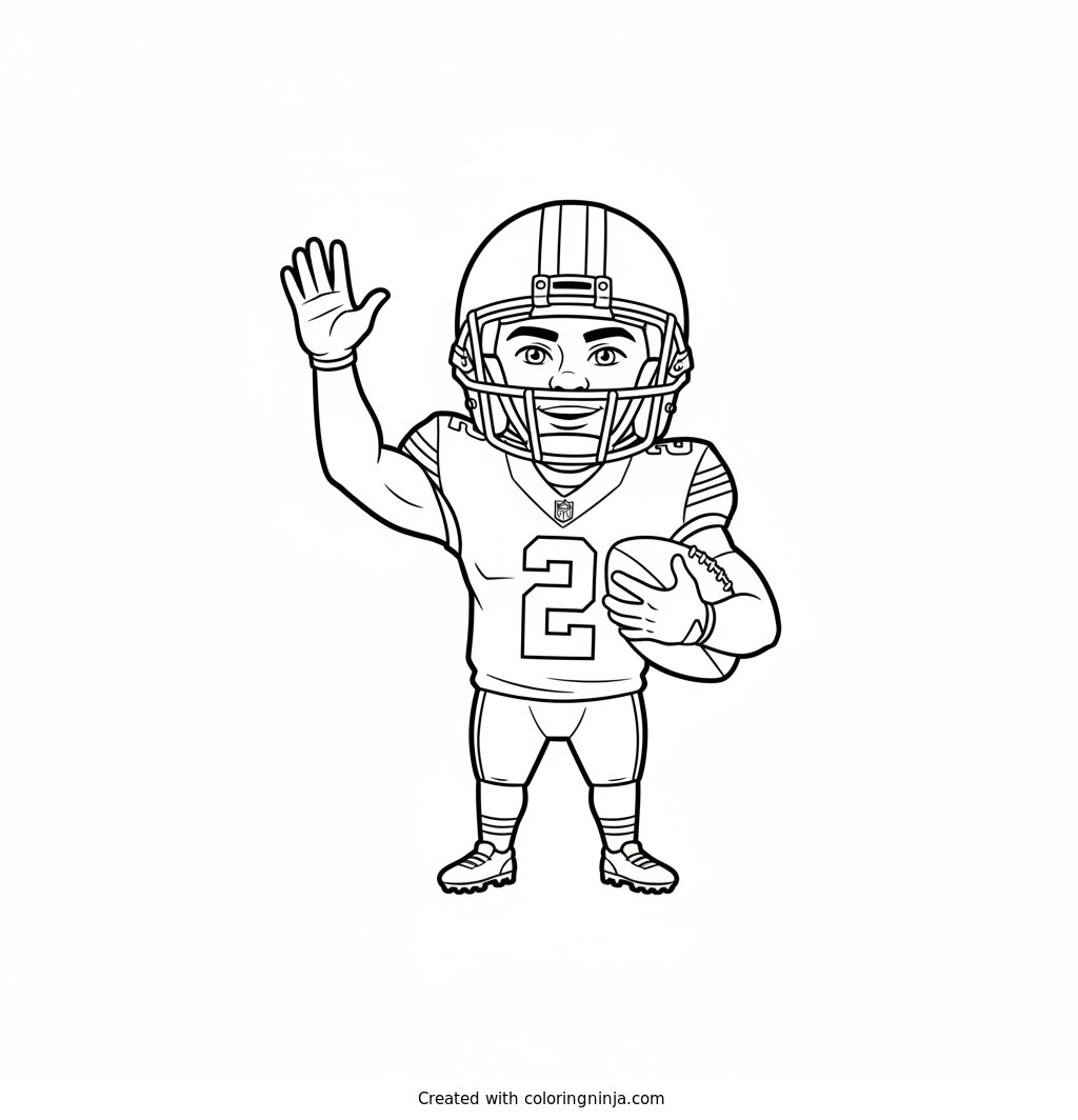 Shedeur Sanders Cartoon Quarterback Coloring Page