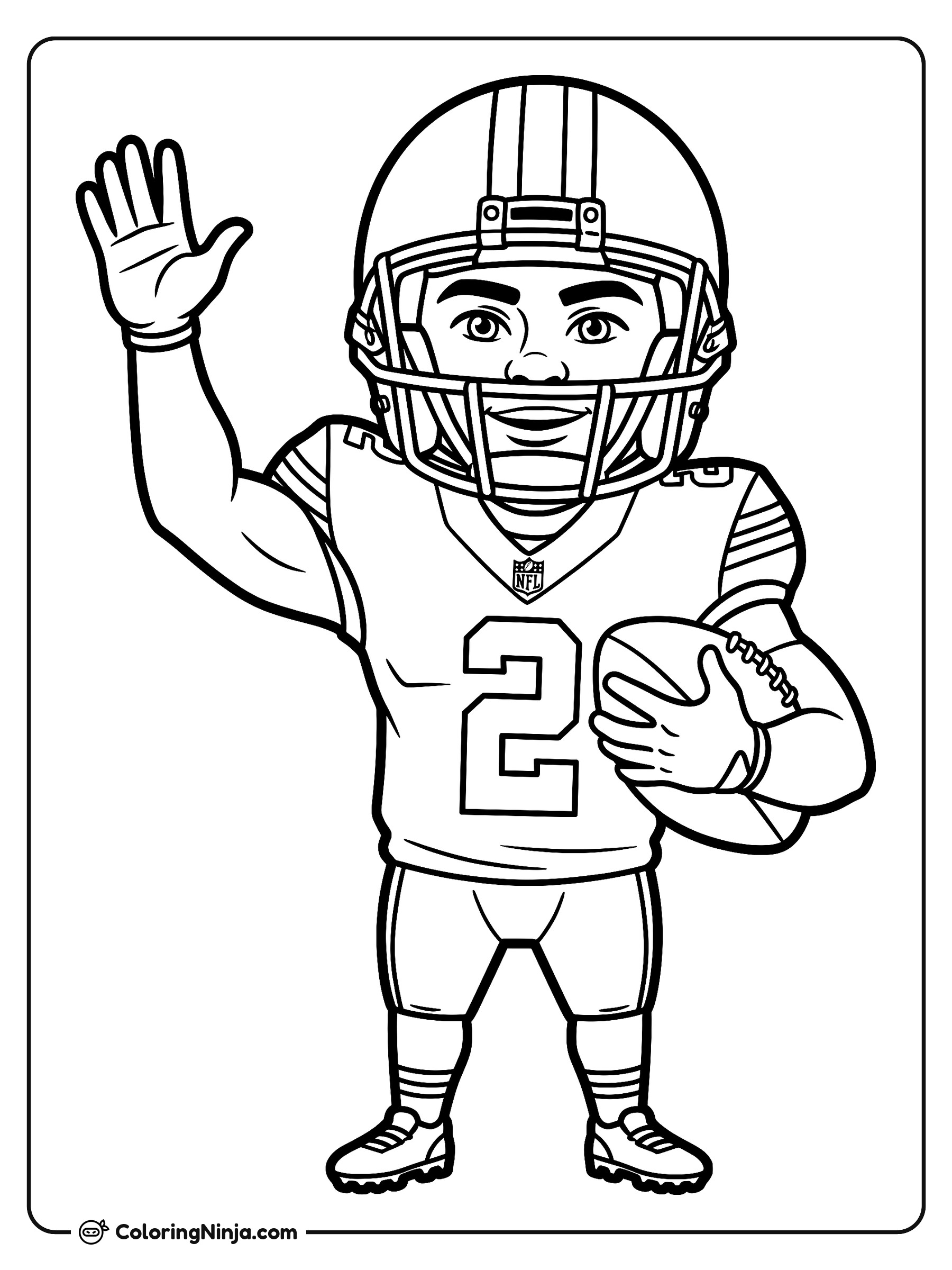 Shedeur Sanders Mariscal de Campo en Caricatura: dibujo para colorear