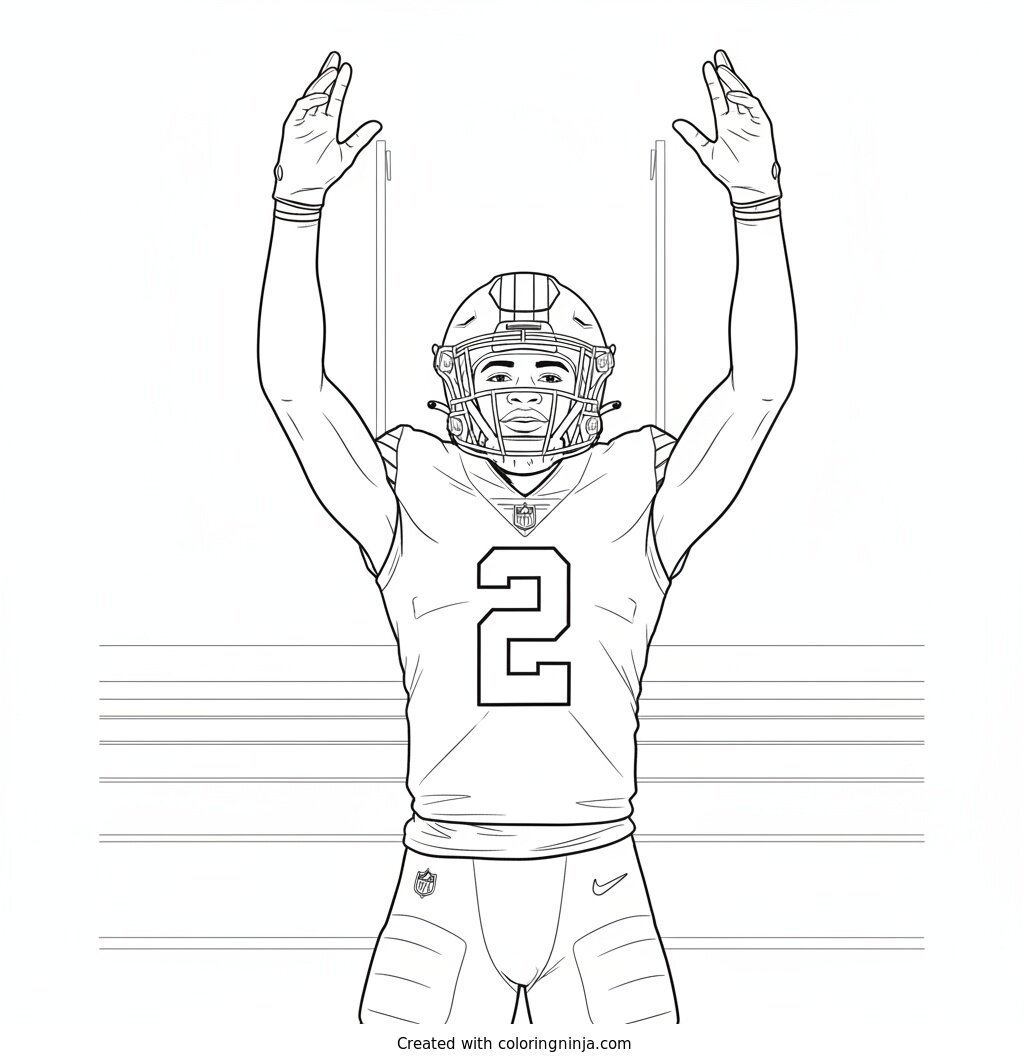 Shedeur Sanders Touchdown Celebration Coloring Page