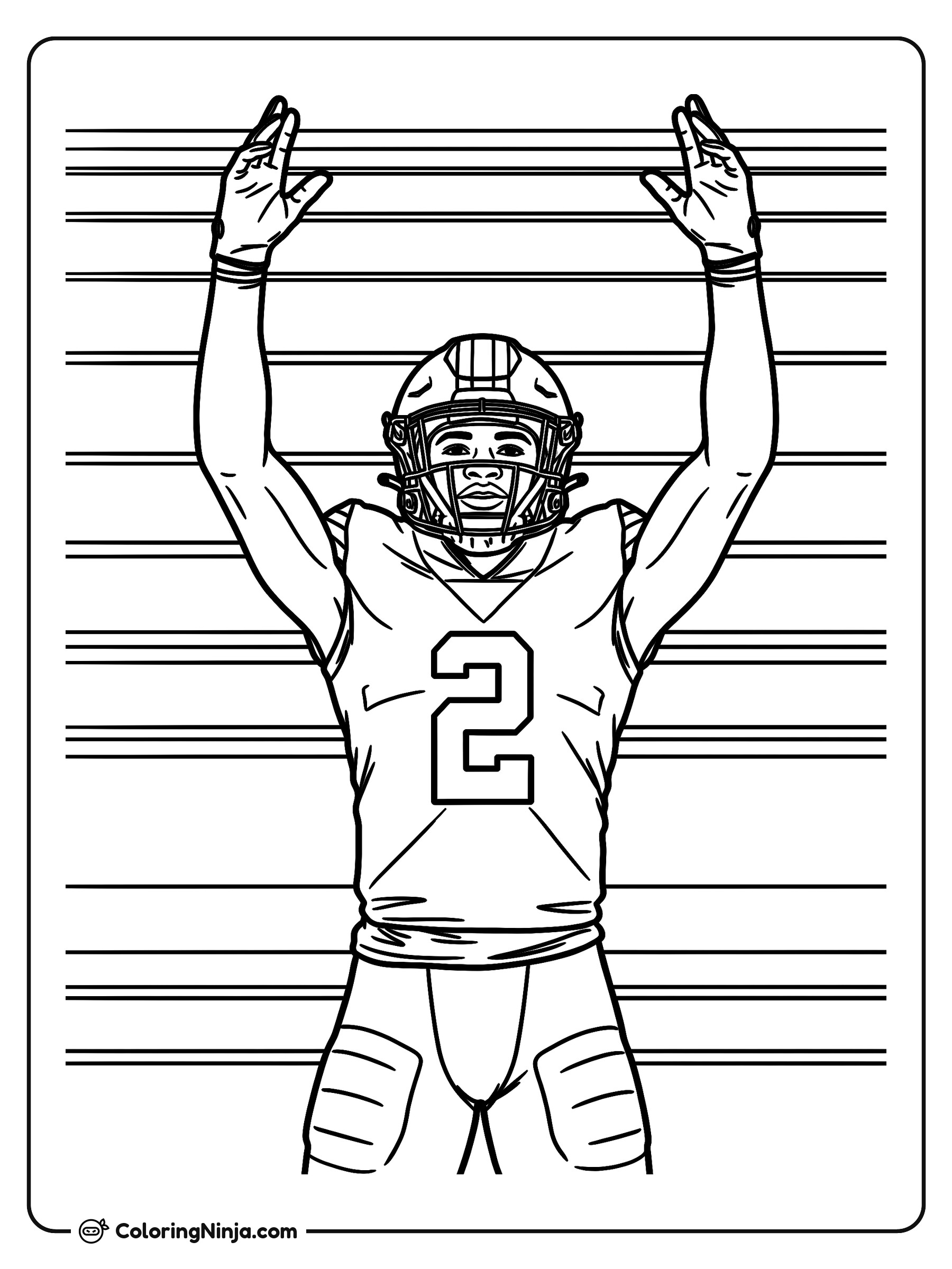 Celebración de touchdown de Shedeur Sanders: dibujo para colorear