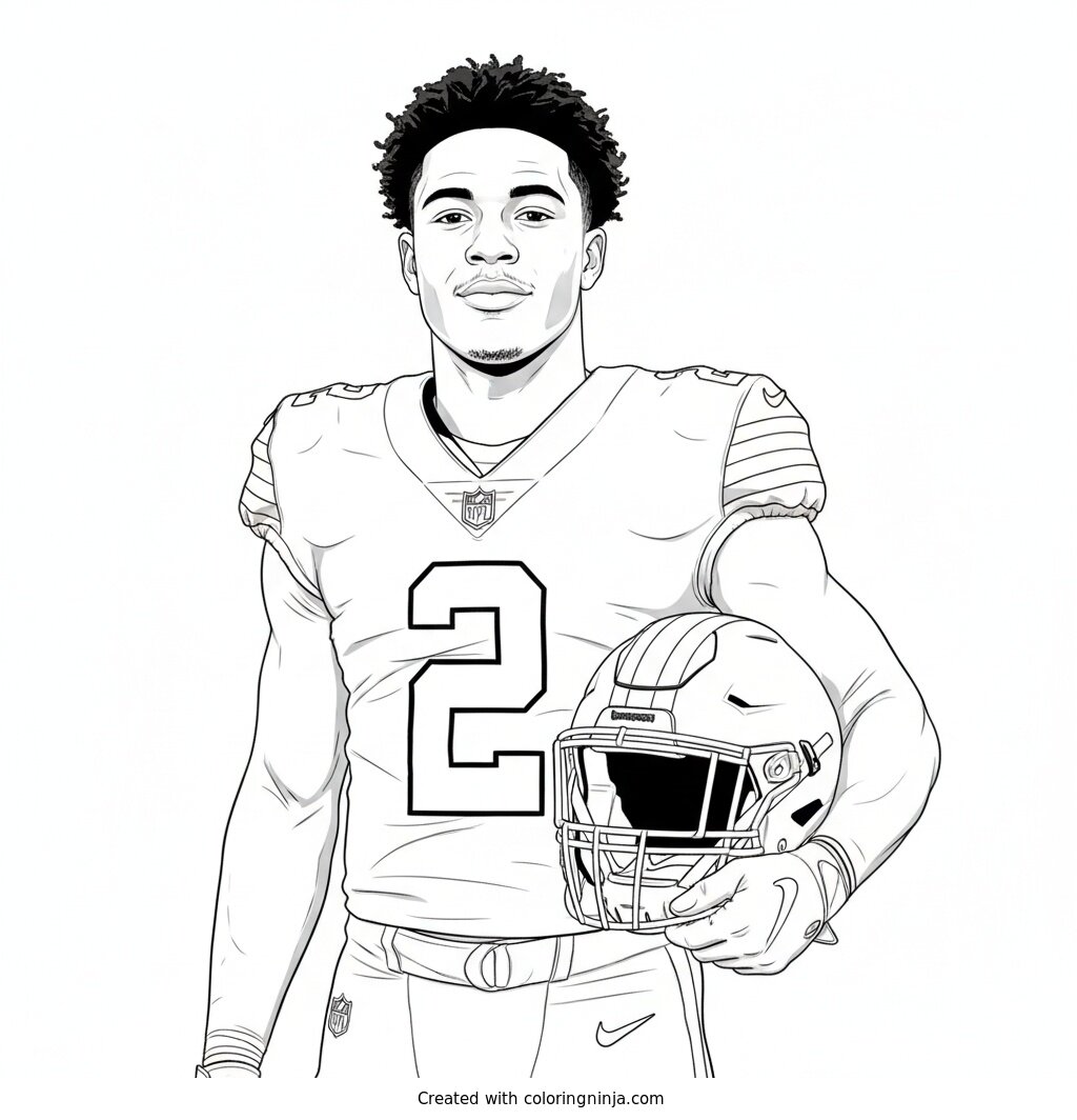 Shedeur Sanders Helmet Portrait Coloring Page
