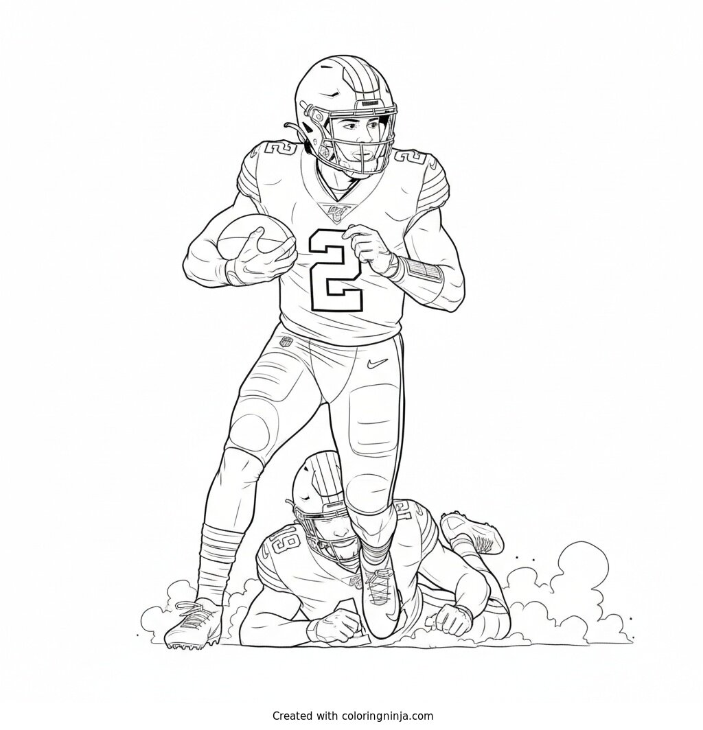 Shedeur Sanders Scrambling Run Coloring Page