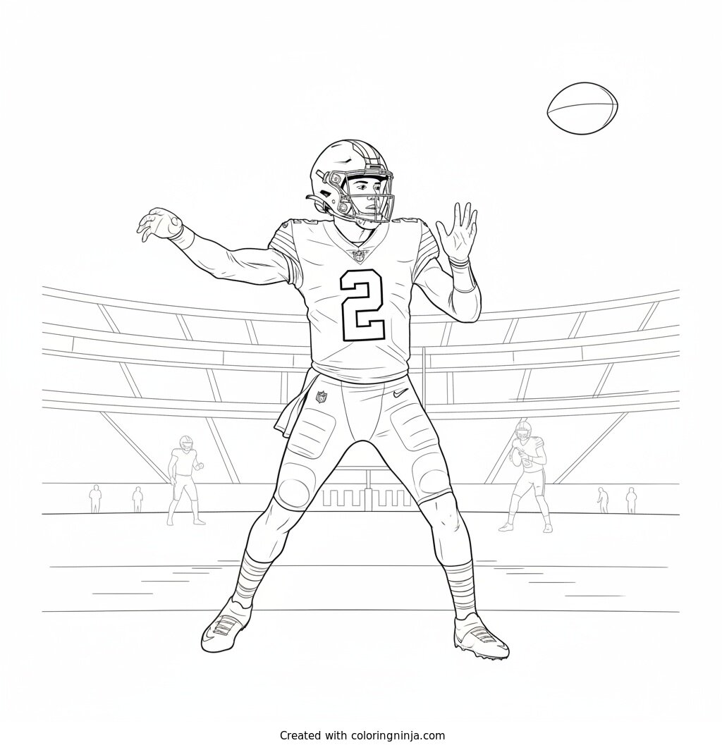 Shedeur Sanders Deep Pass Coloring Page