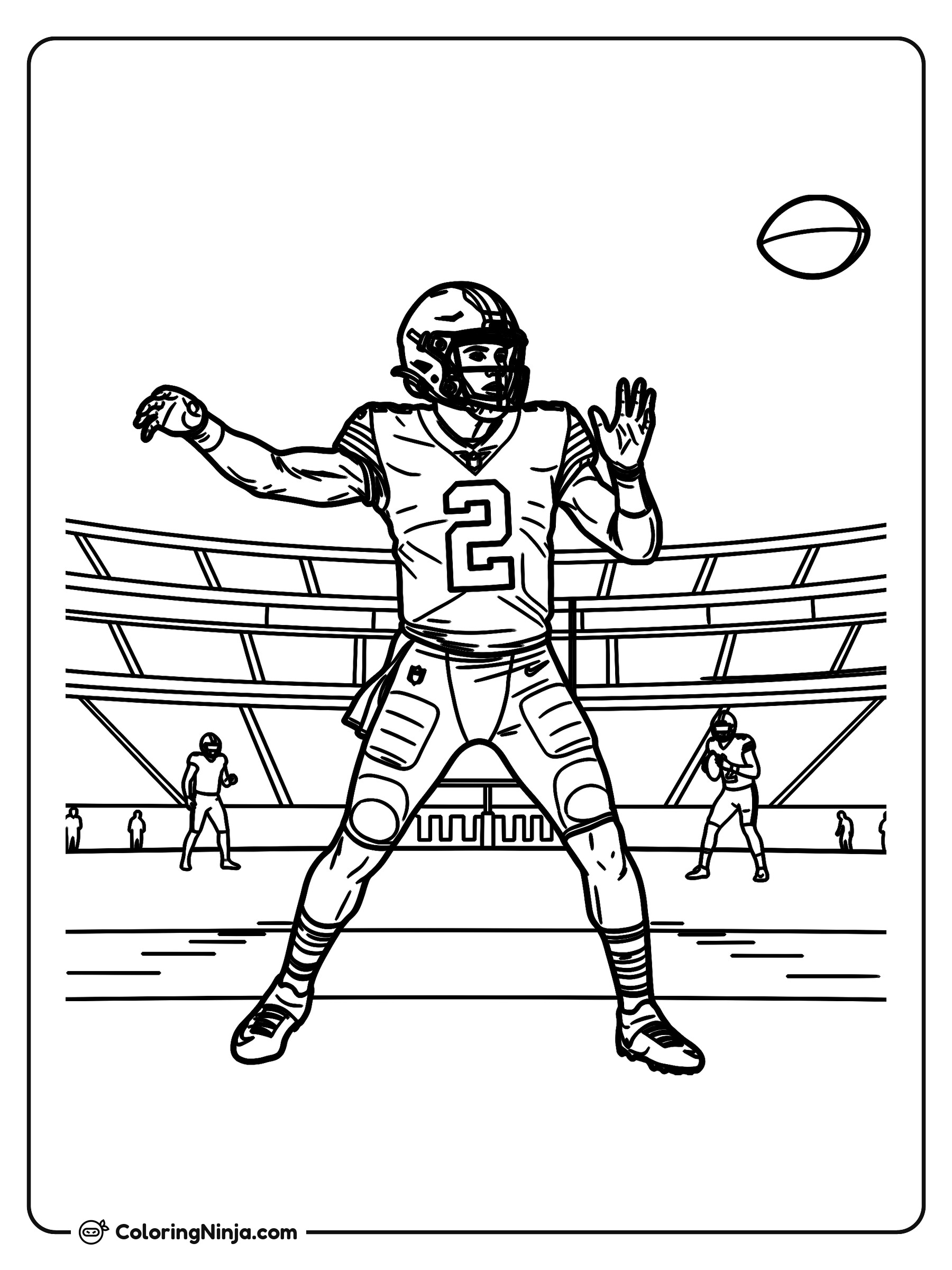 Pase largo de Shedeur Sanders: dibujo para colorear