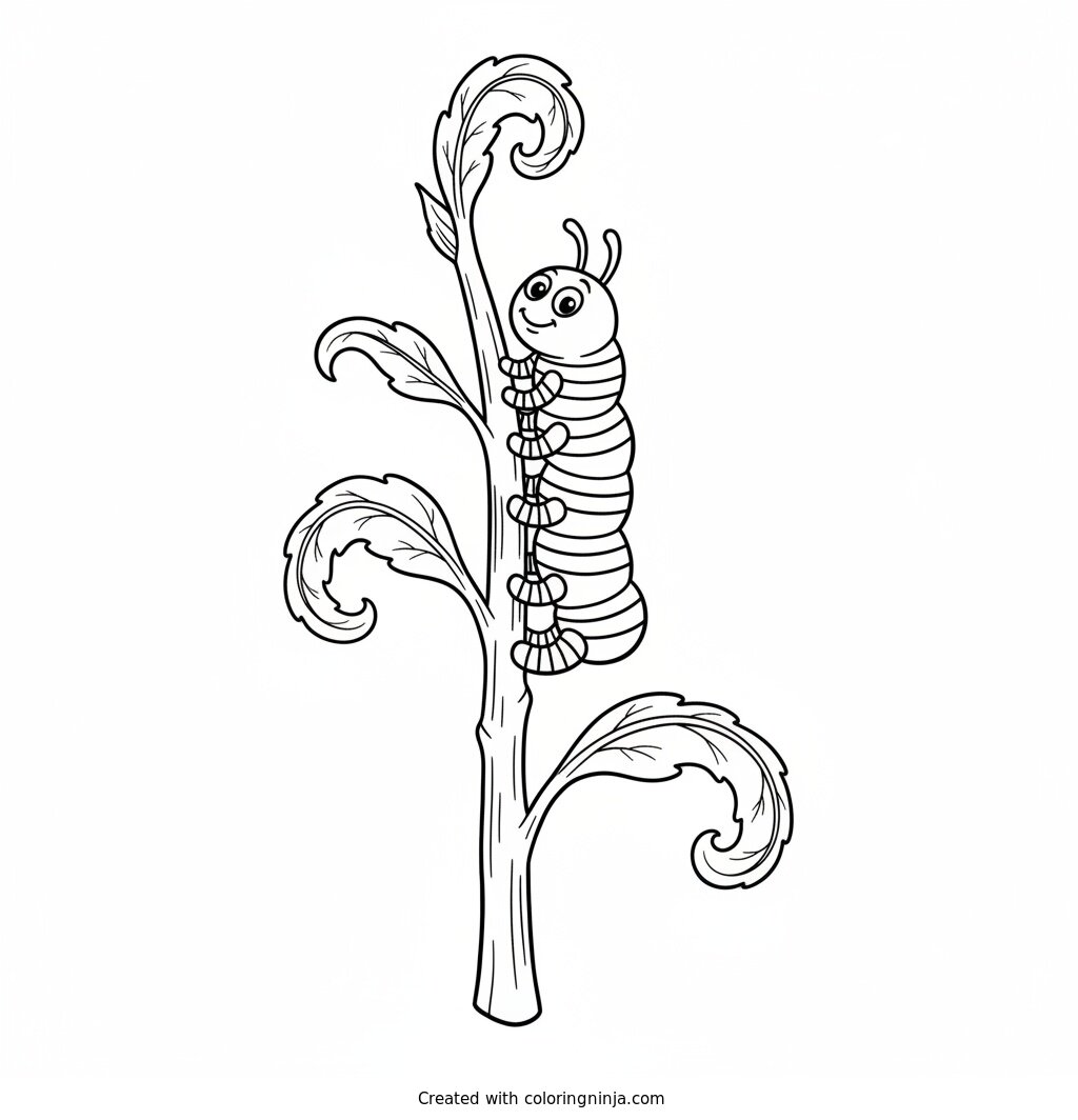 Caterpillar in Striped Socks Coloring Page