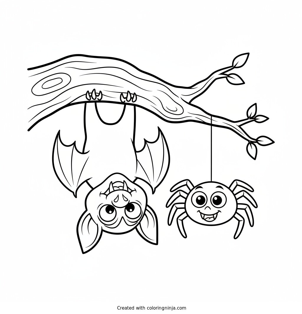 Upside Down Halloween Fun Coloring Page