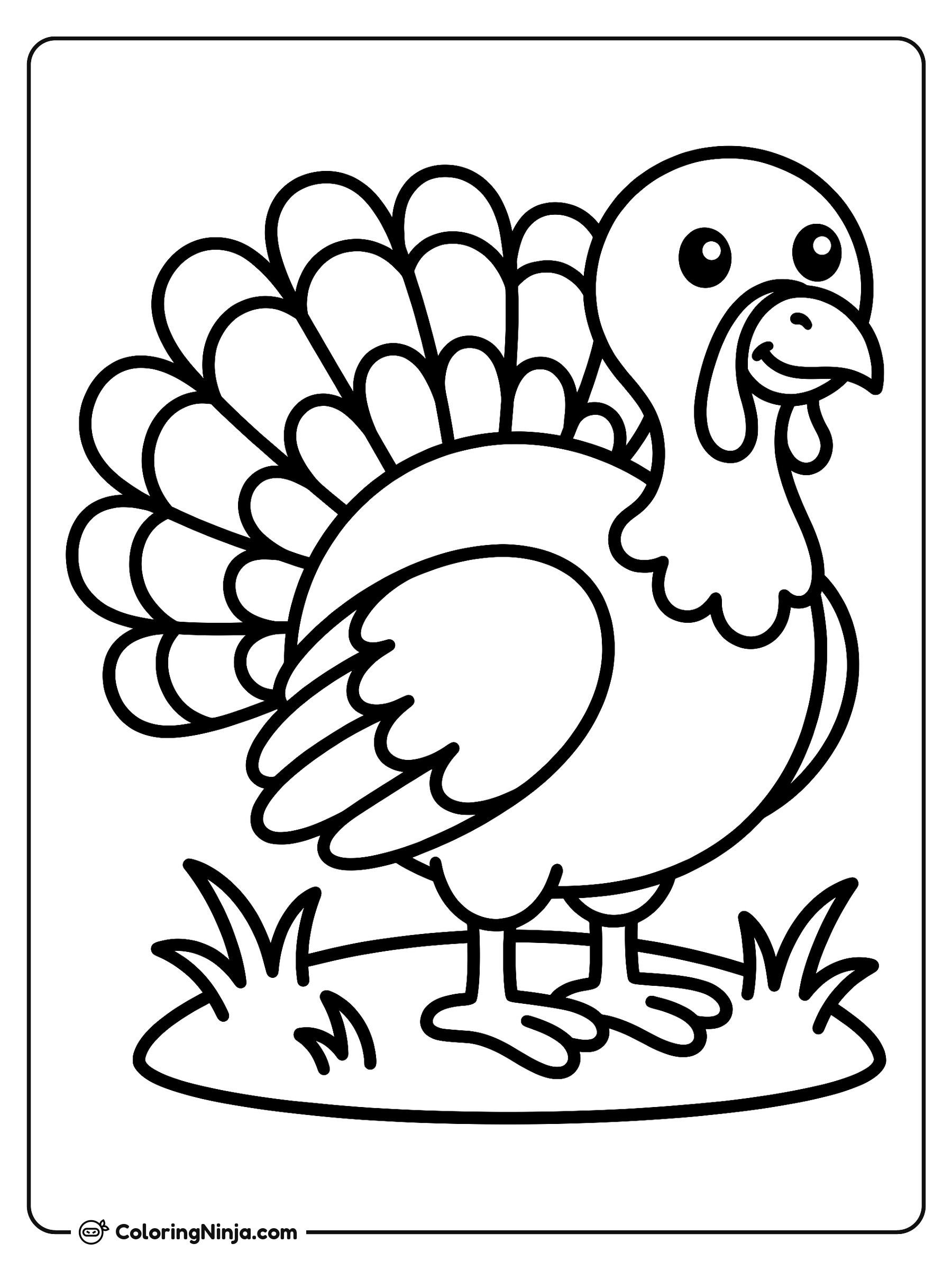 Pavo de Granja Muy Simple: dibujo para colorear