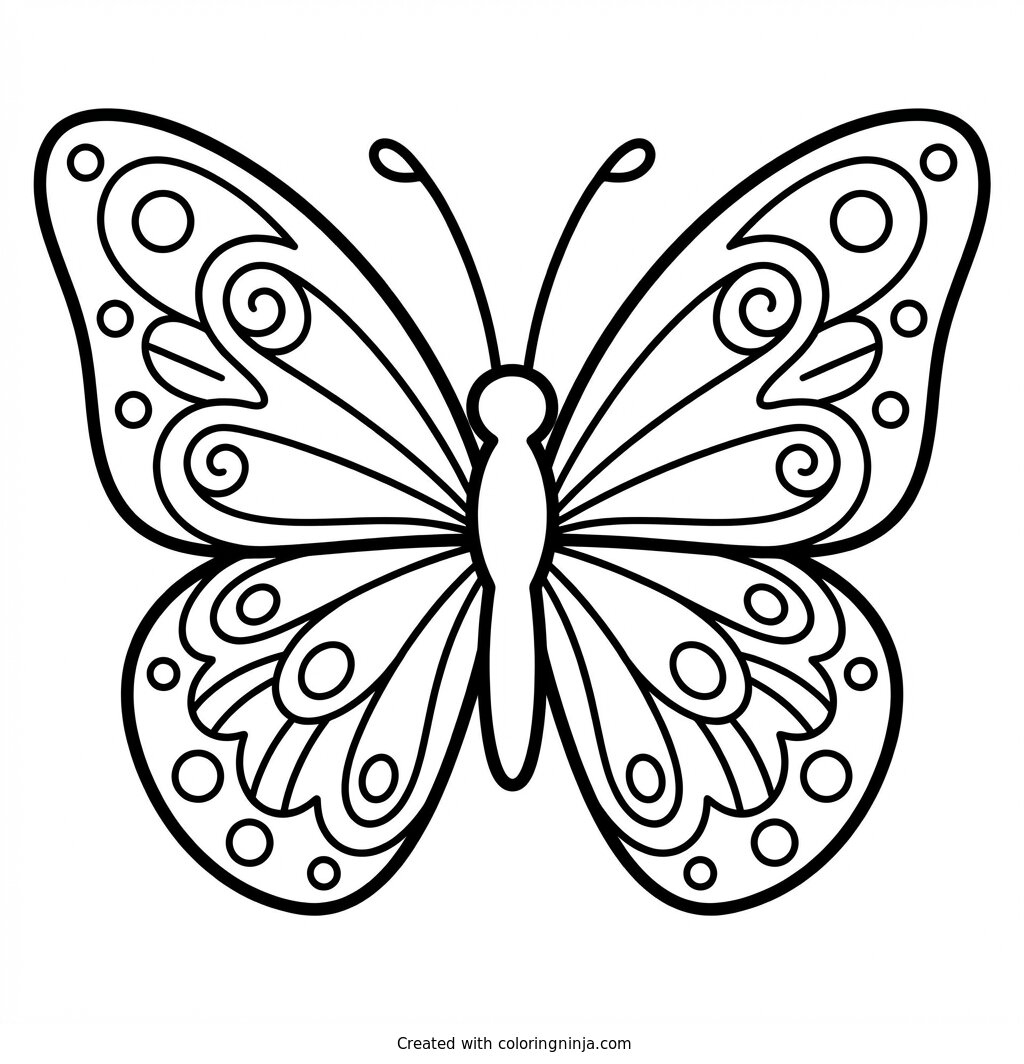 Coloring page of a simple butterfly