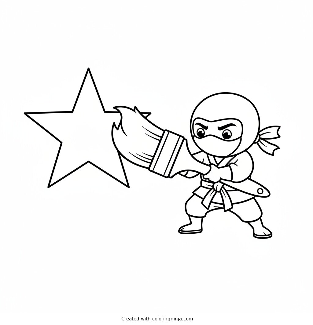 Ninja Painter Star Coloring Page
