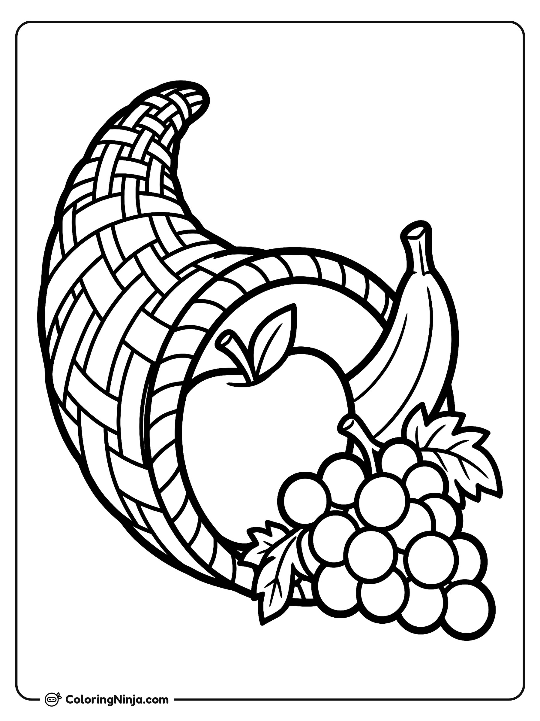 Mi primera cornucopia de cosecha: dibujo para colorear