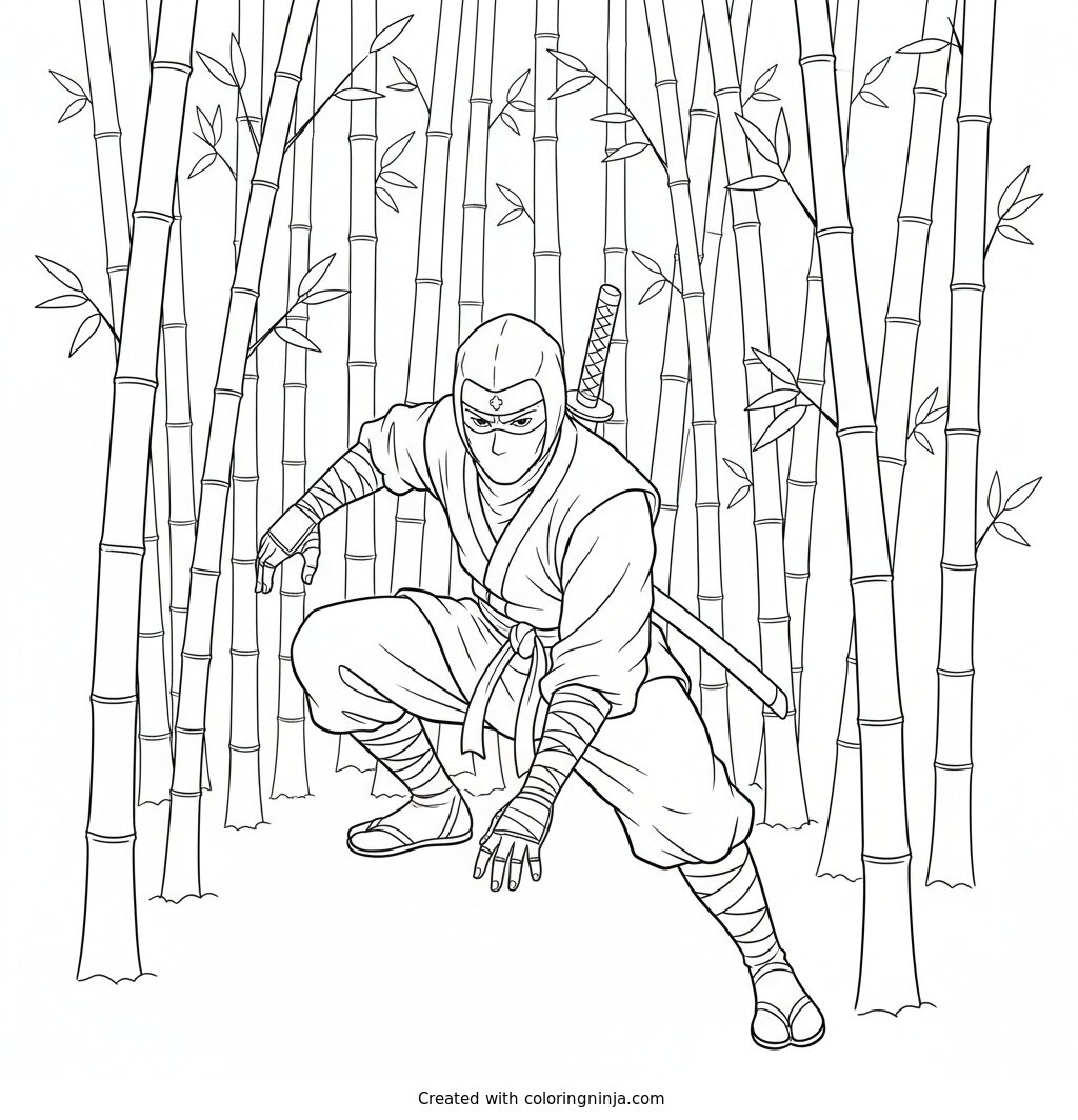 Bamboo Forest Stealth Walk Coloring Page
