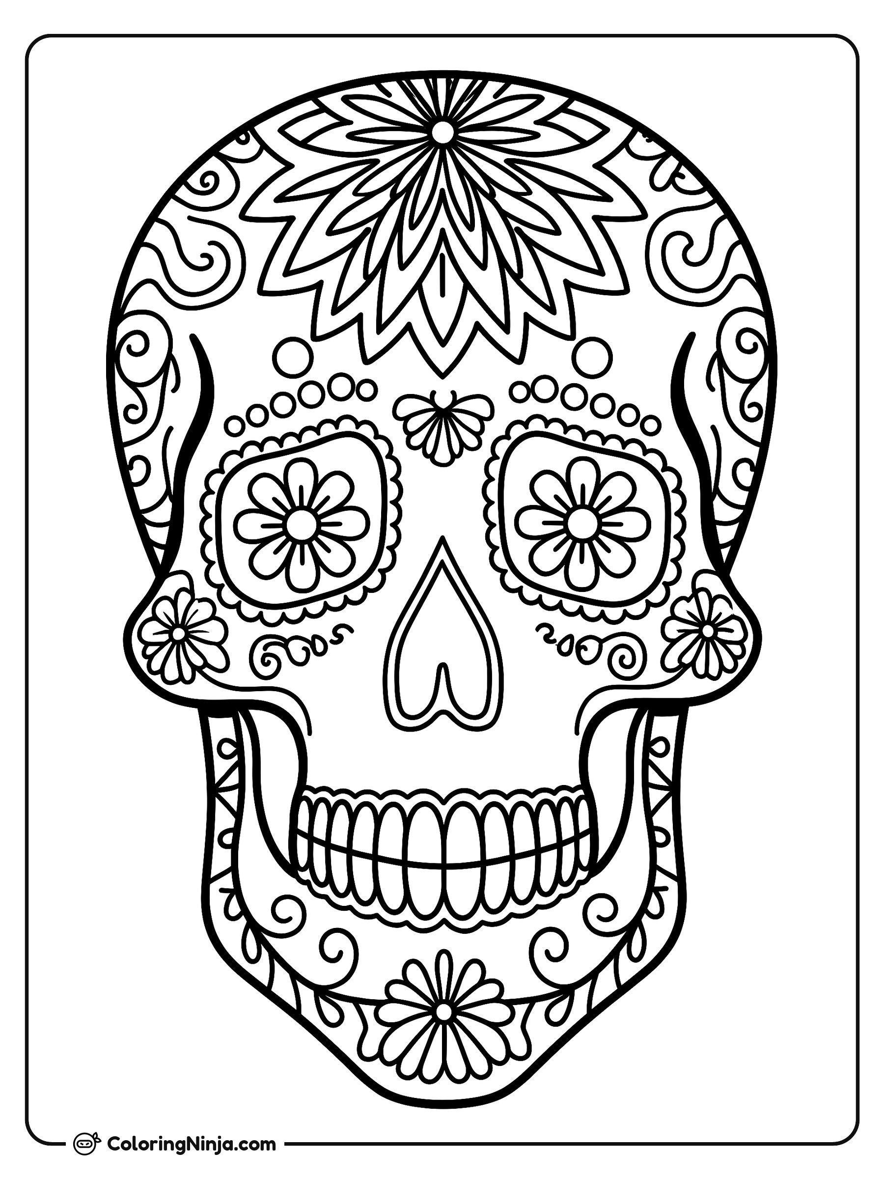 Mandala de Calavera de Azúcar Intricada: dibujo para colorear