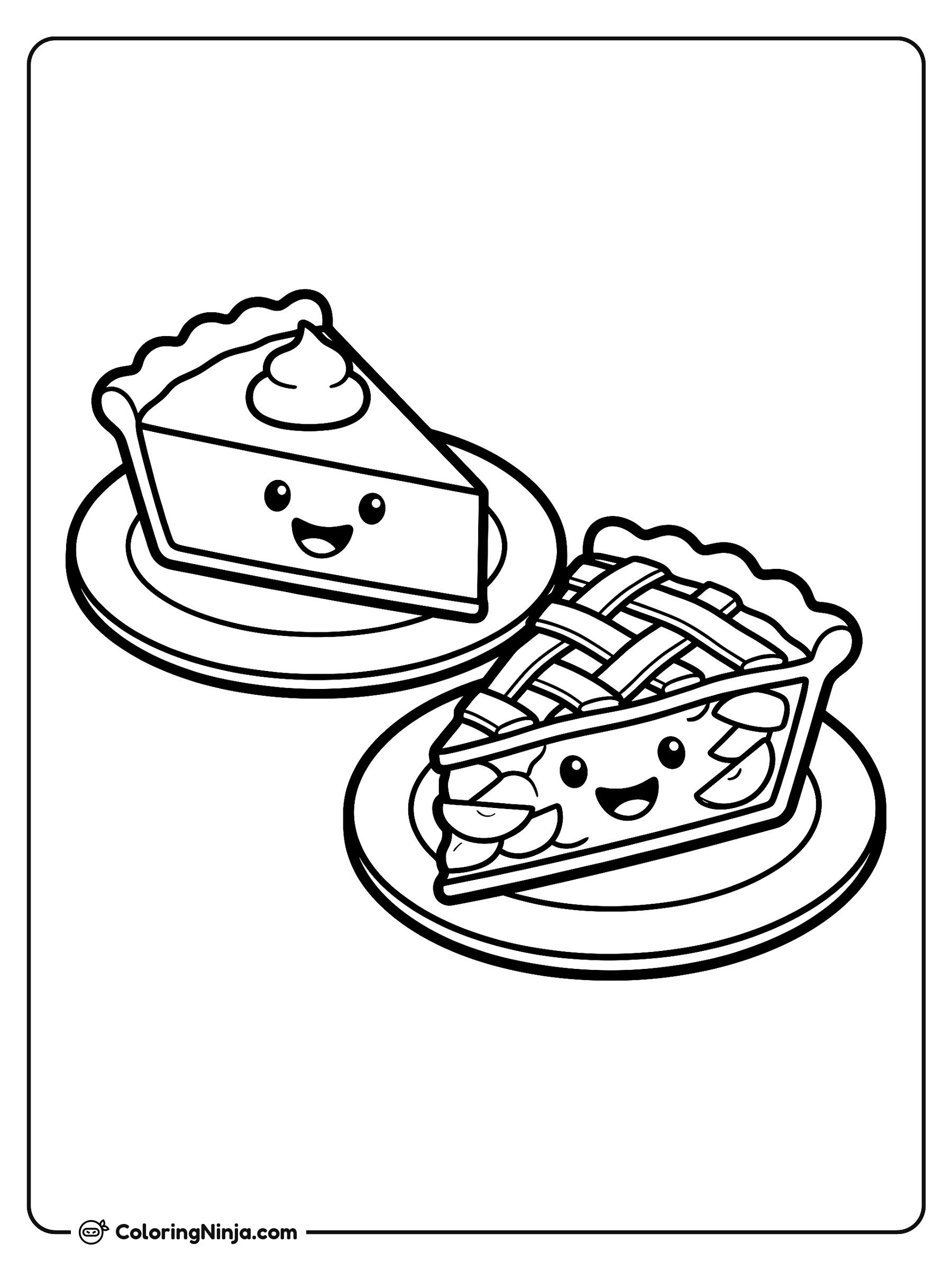 Delicious Thanksgiving Pie Slices Coloring Page