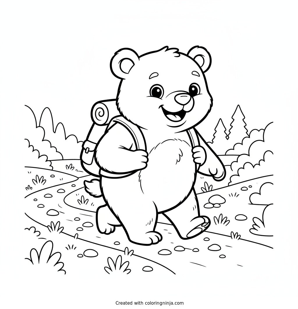 Little Bear Trail Hike Coloring Page