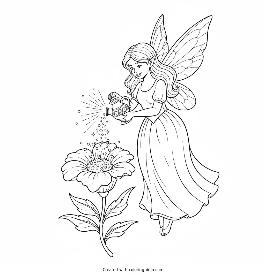 Sprinkling Magic Garden Dust Coloring Page