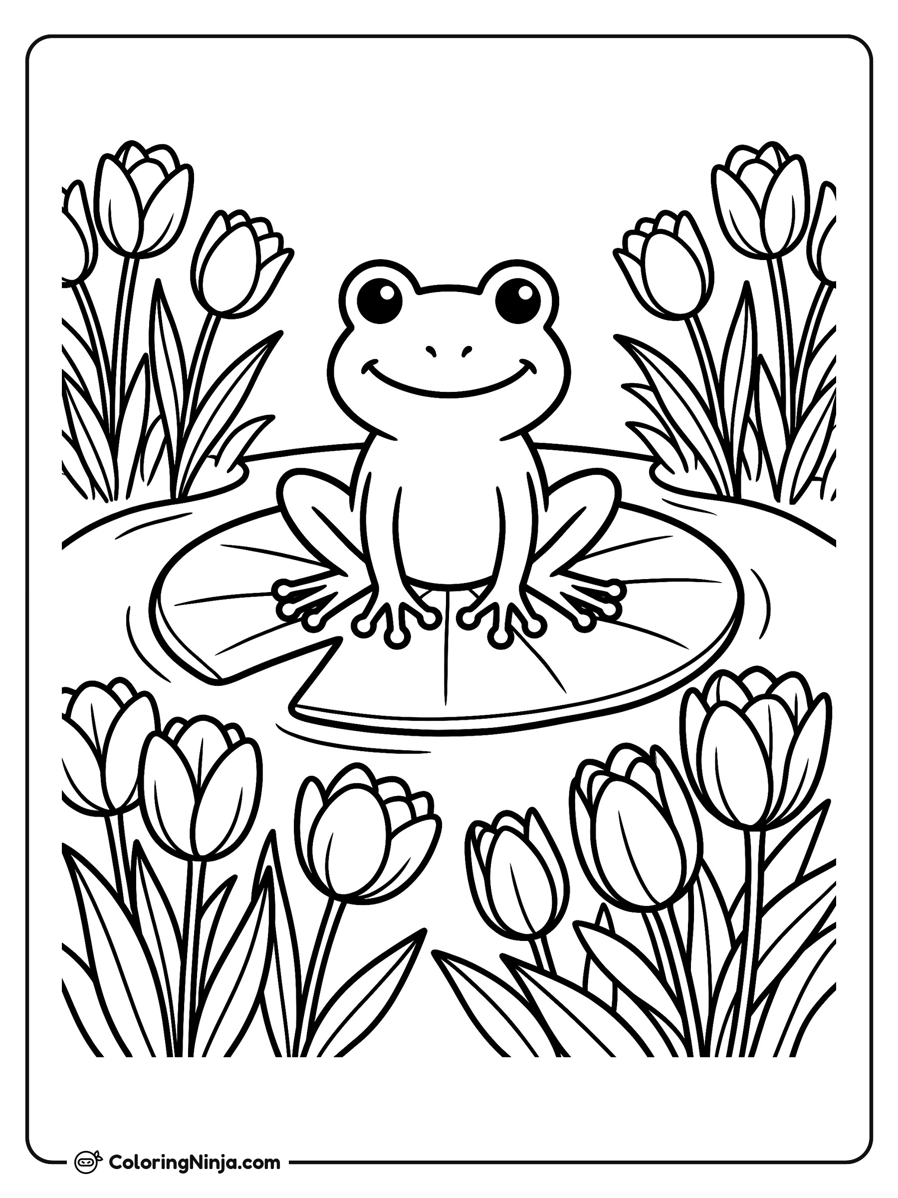Little Frog in the Pond Coloring Page