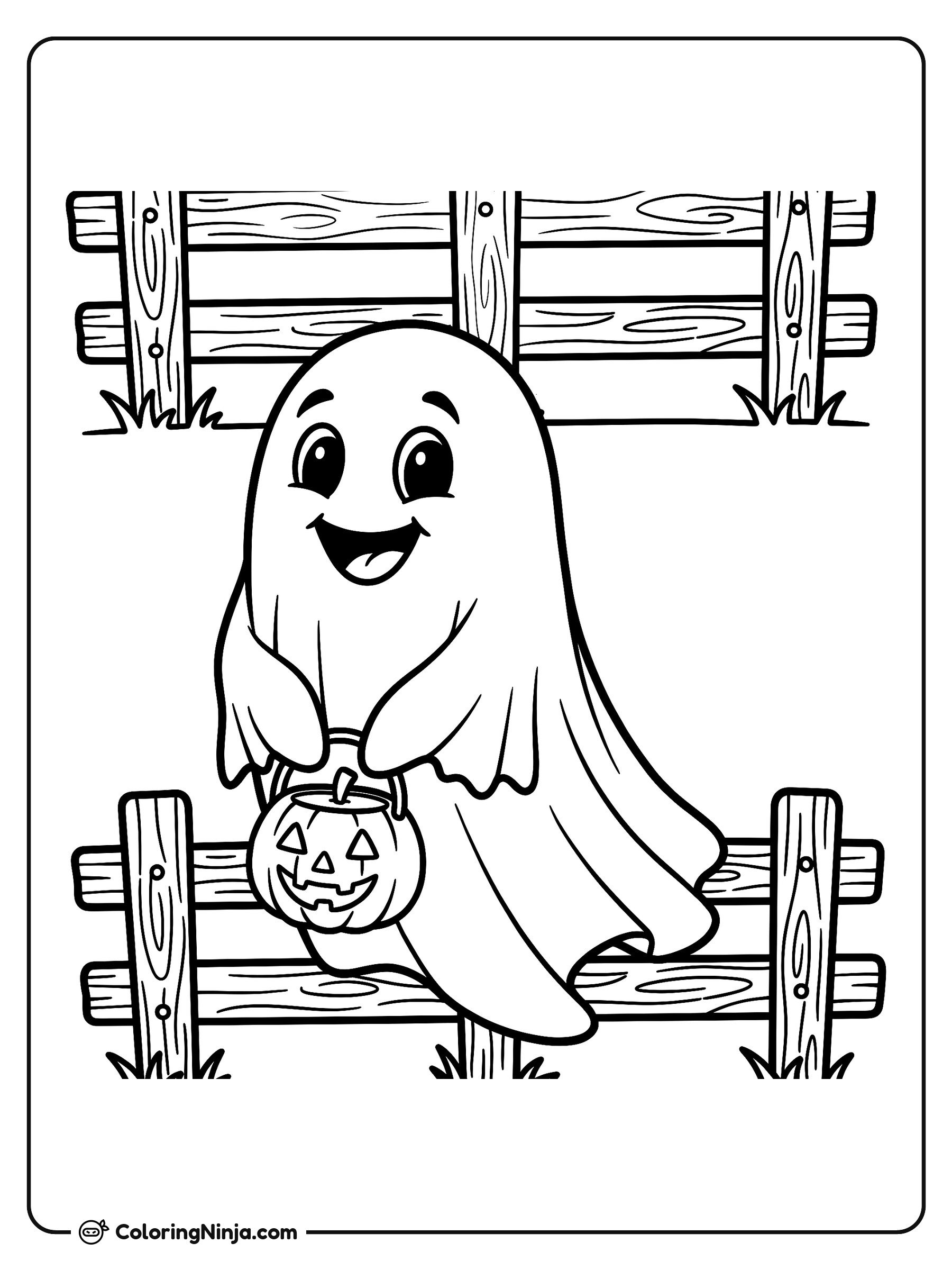 Fantasma amigable buscando dulces: dibujo para colorear