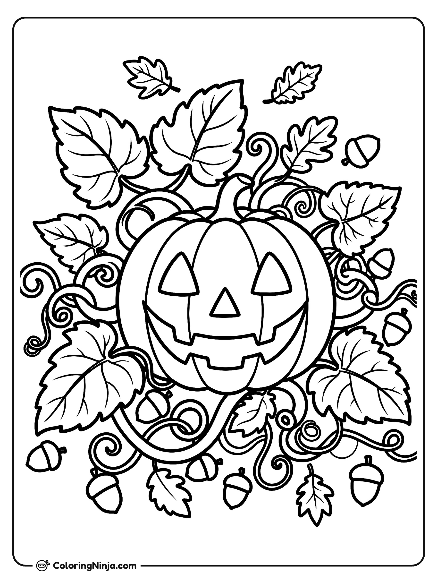 Calabaza feliz en el huerto: dibujo para colorear