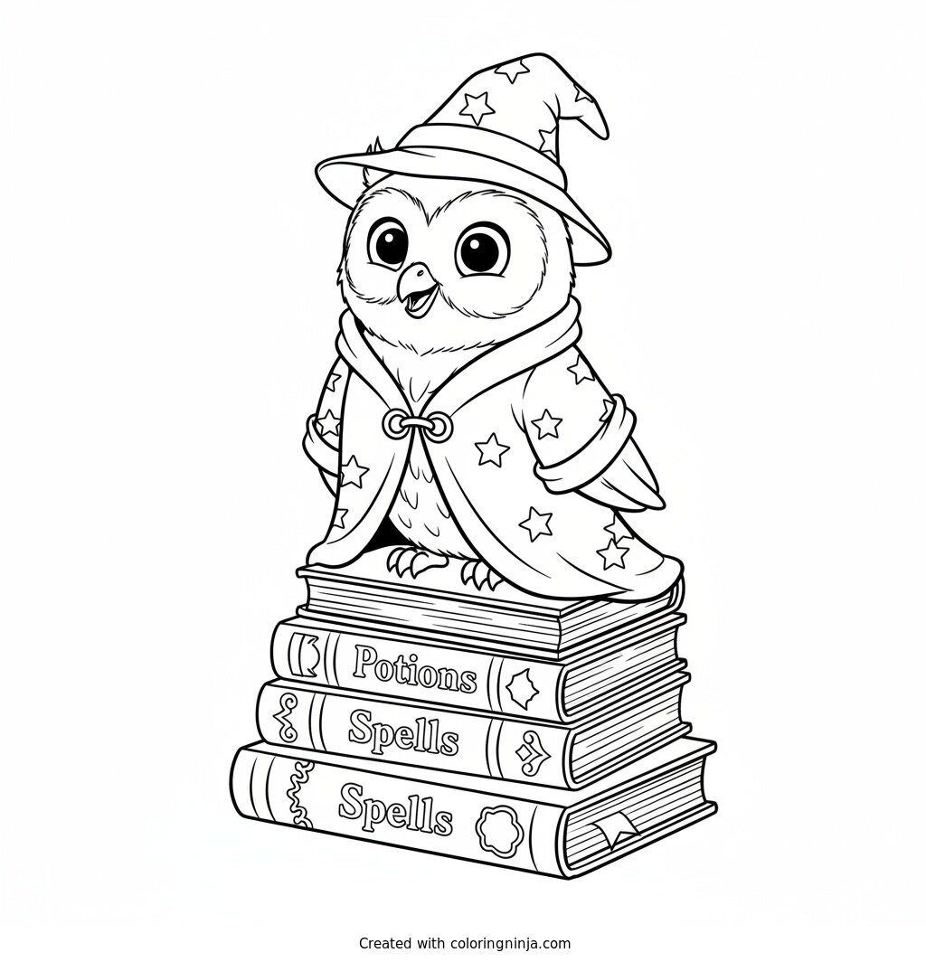 The Wise Halloween Owl Coloring Page